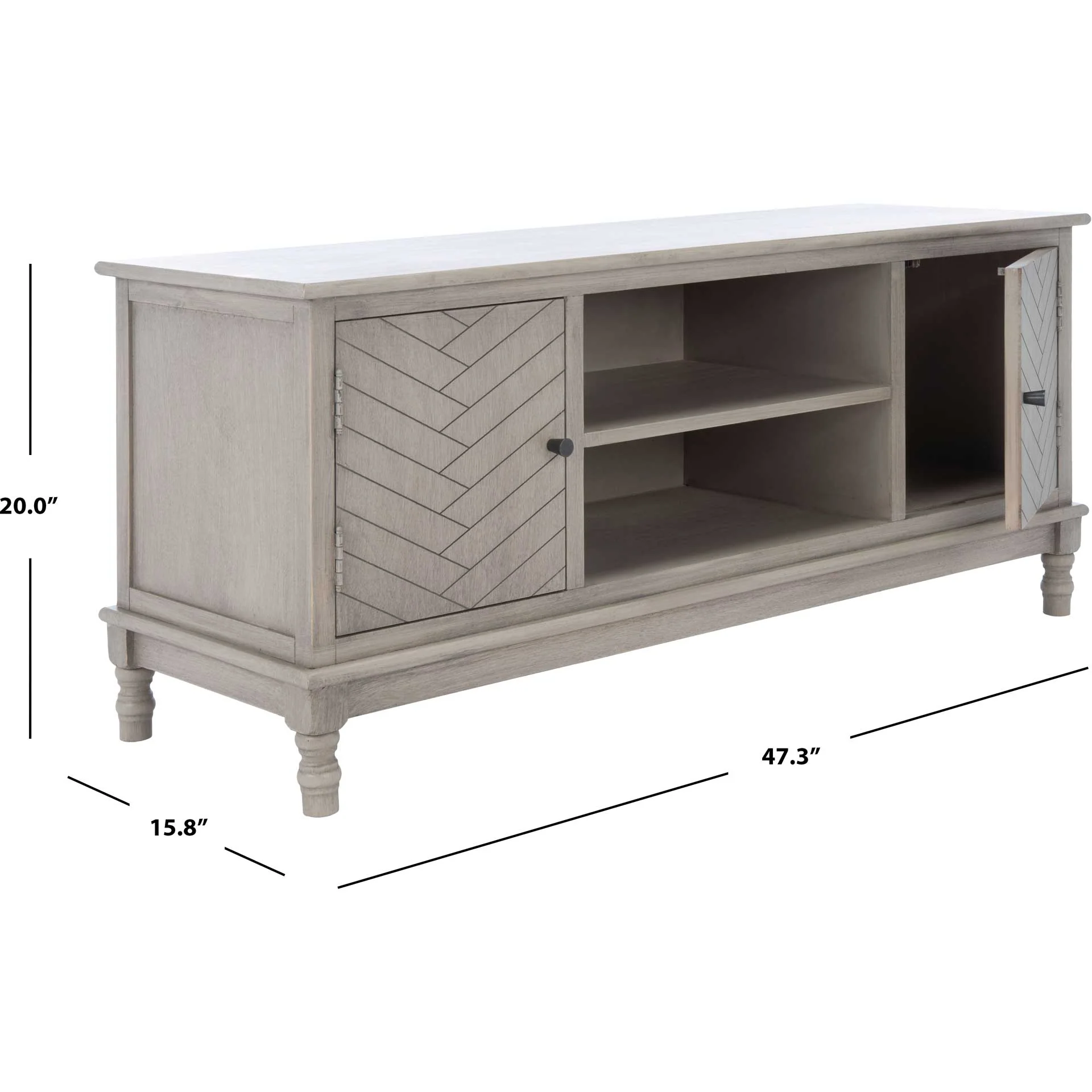 Magnolia 2 Door 2 Shelf Media Stand Greige - Image 9