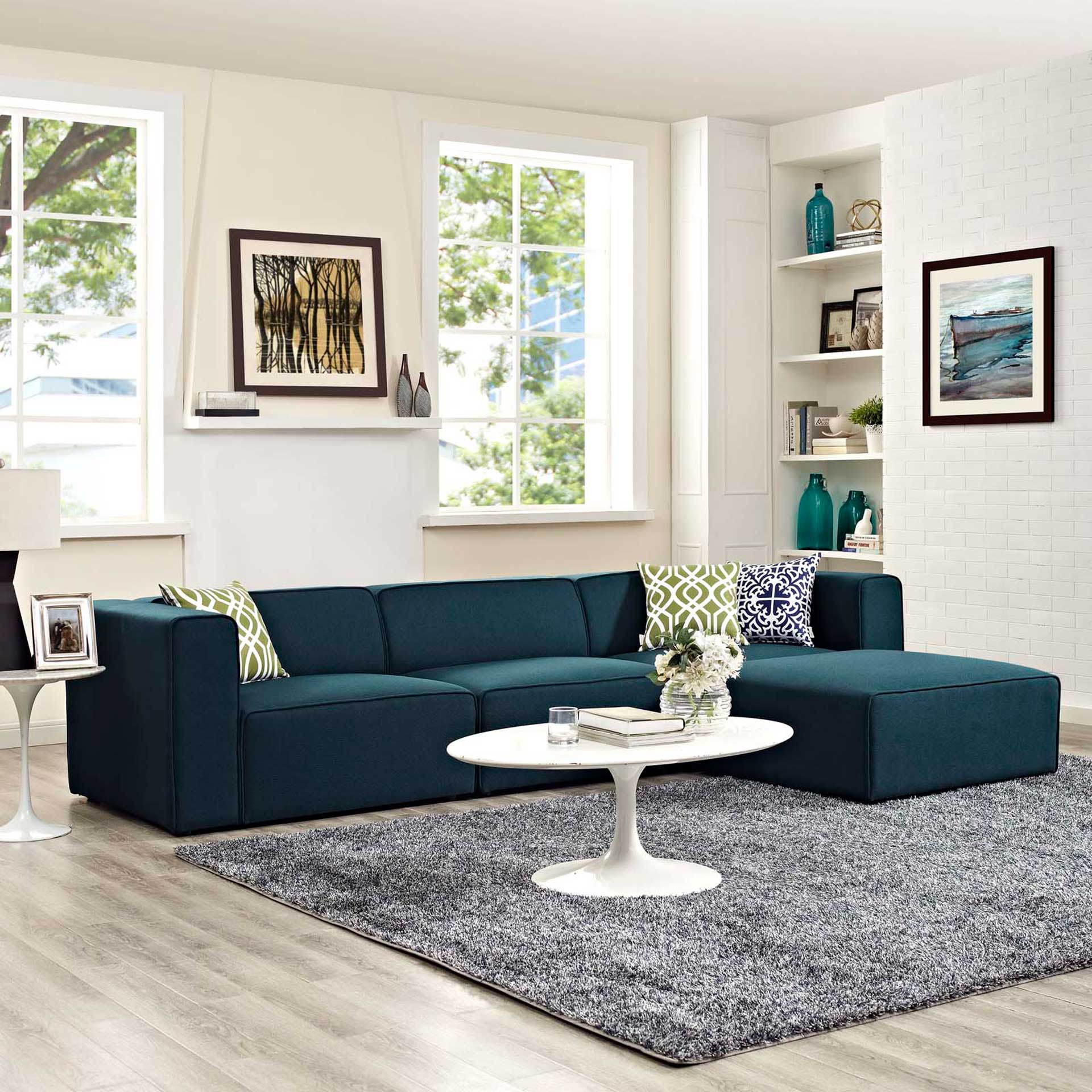 Maisie 4 Piece Sectional Sofa Blue - Image 4