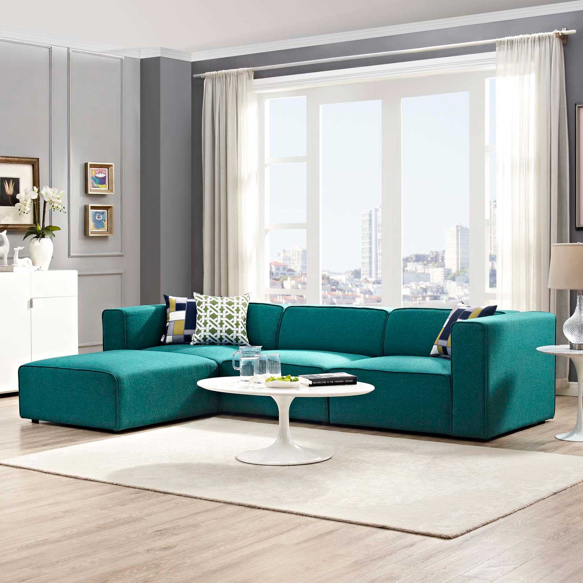 Maisie 4 Piece Sectional Sofa Teal - Image 4