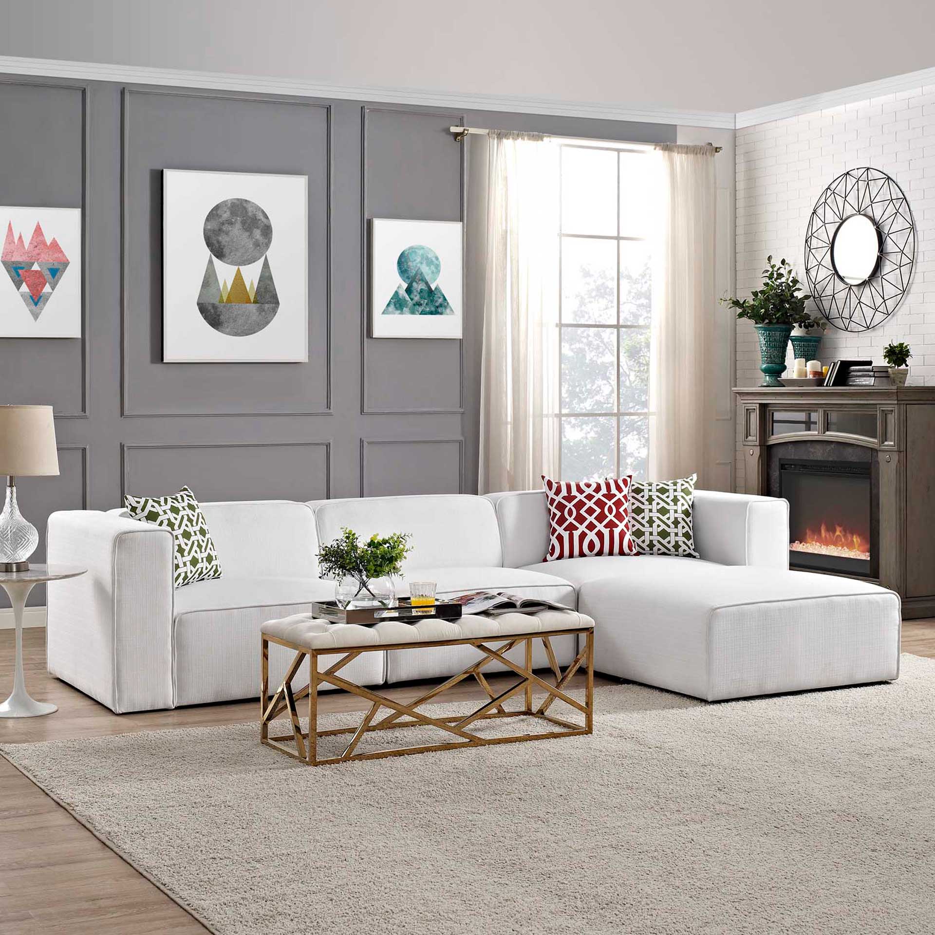 Maisie 4 Piece Sectional Sofa White - Image 4