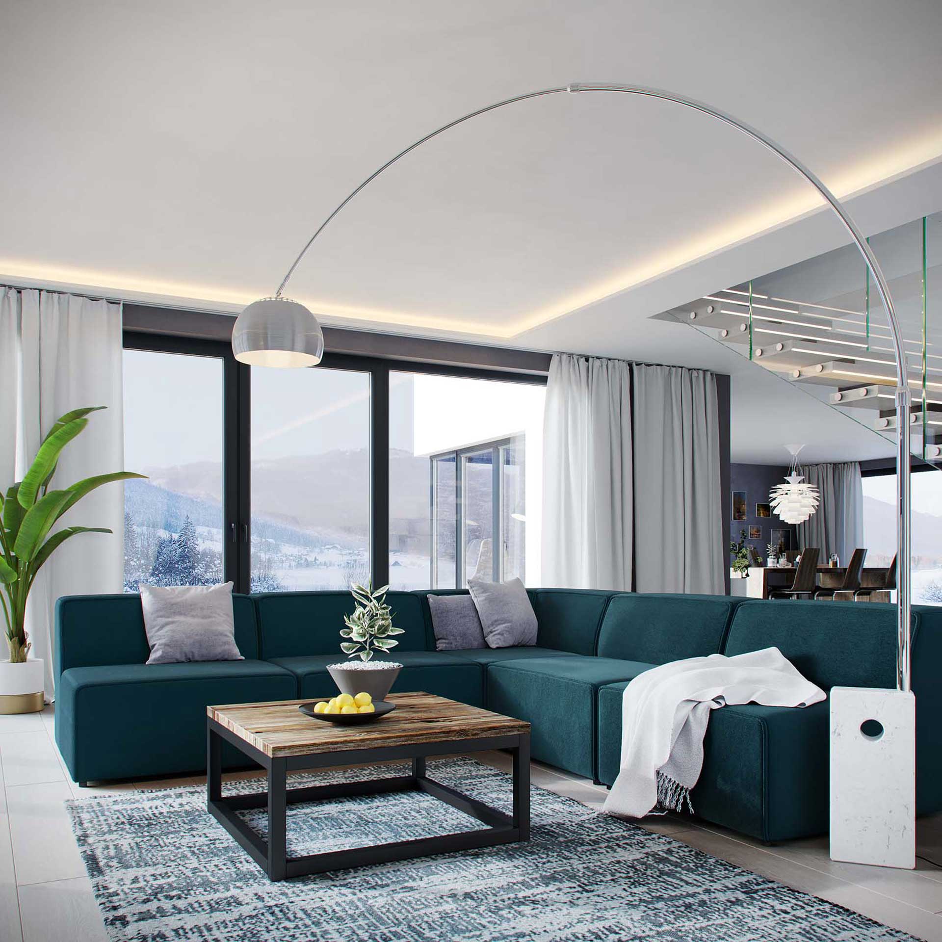 Maisie 5 Piece Armless Corner Sectional Sofa Blue - Image 4