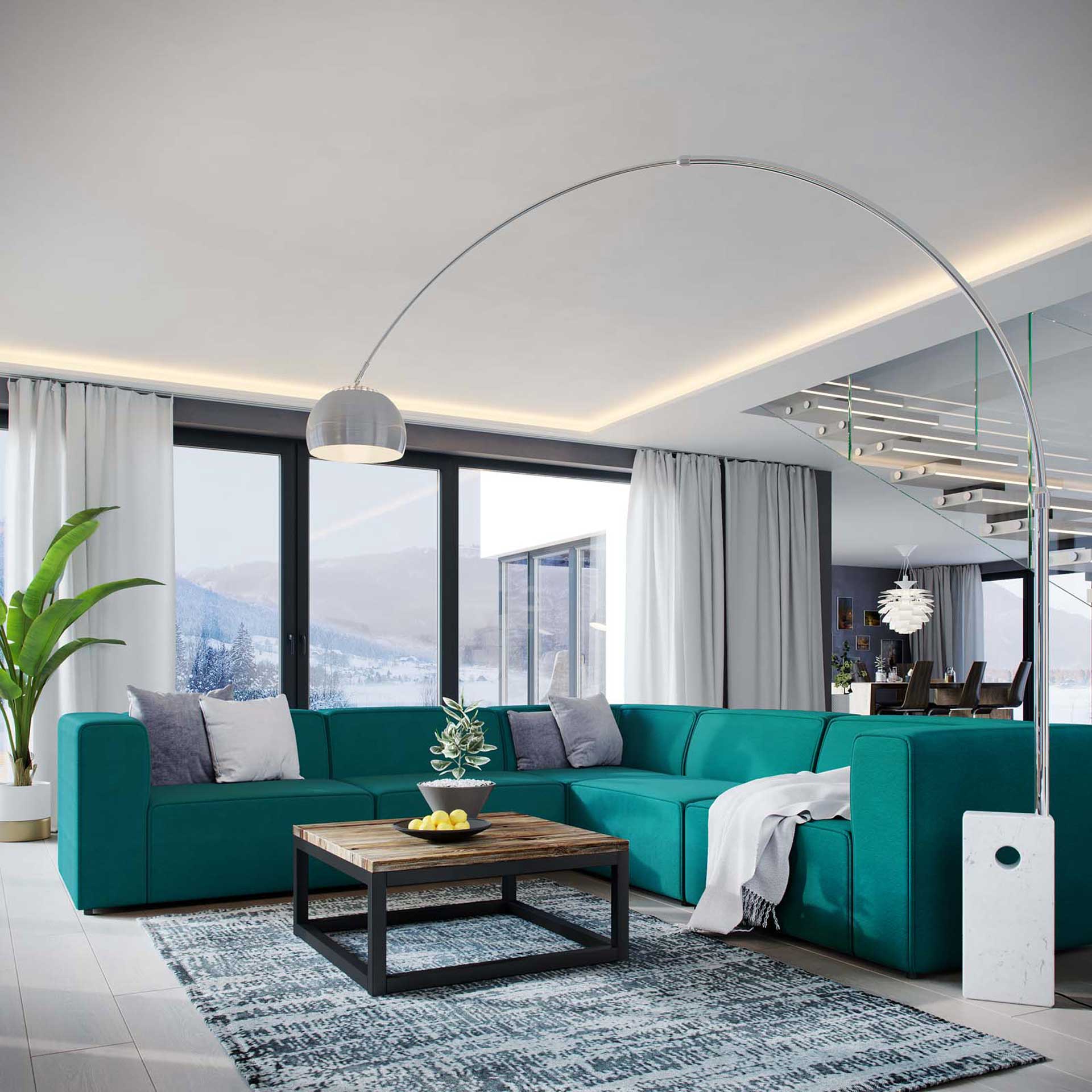 Maisie 5 Piece Corner Sectional Sofa Teal - Image 6