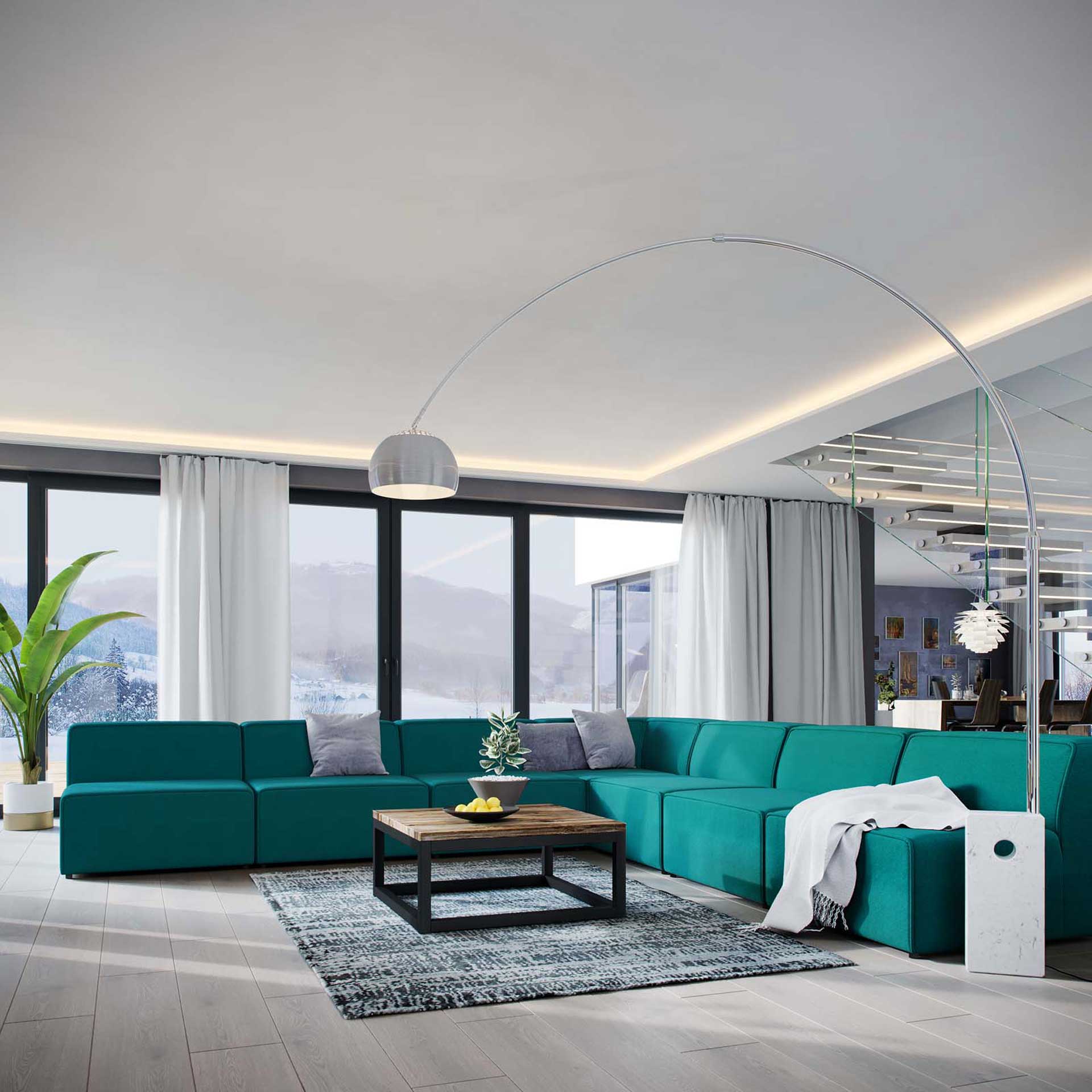 Maisie 7 Piece Armless Corner Sectional Sofa Teal - Image 5