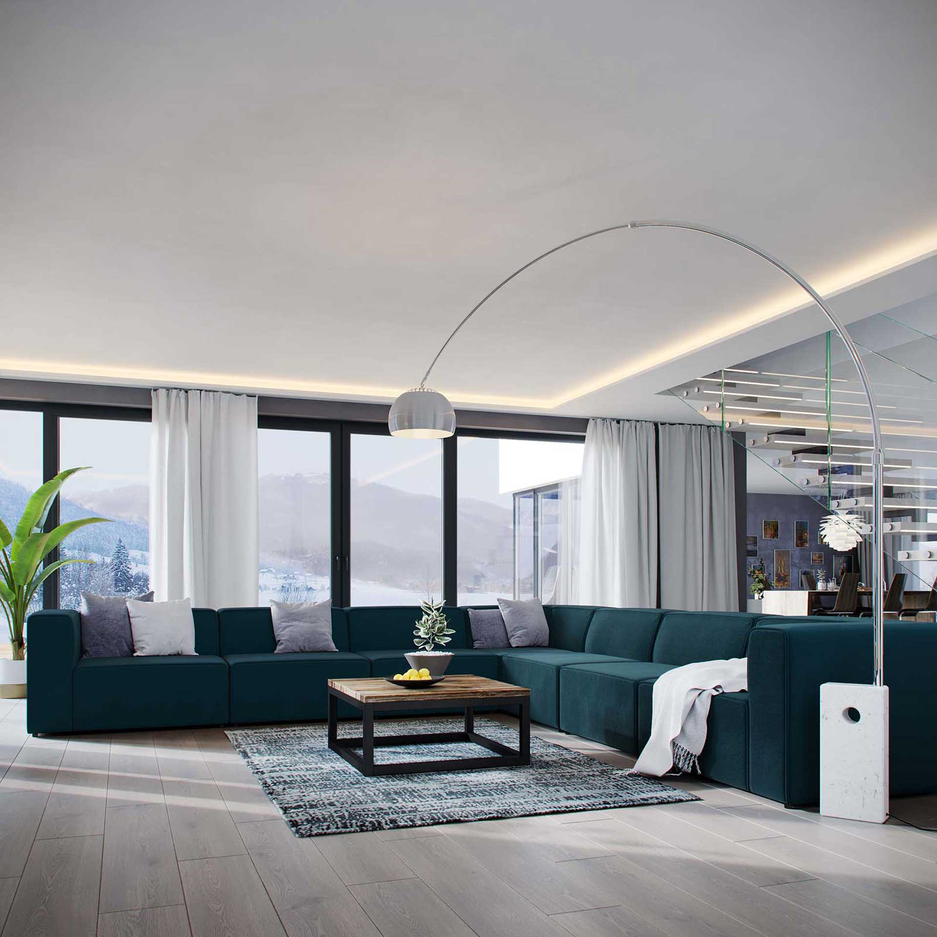 Maisie 7 Piece Corner Sectional Sofa Blue - Image 6