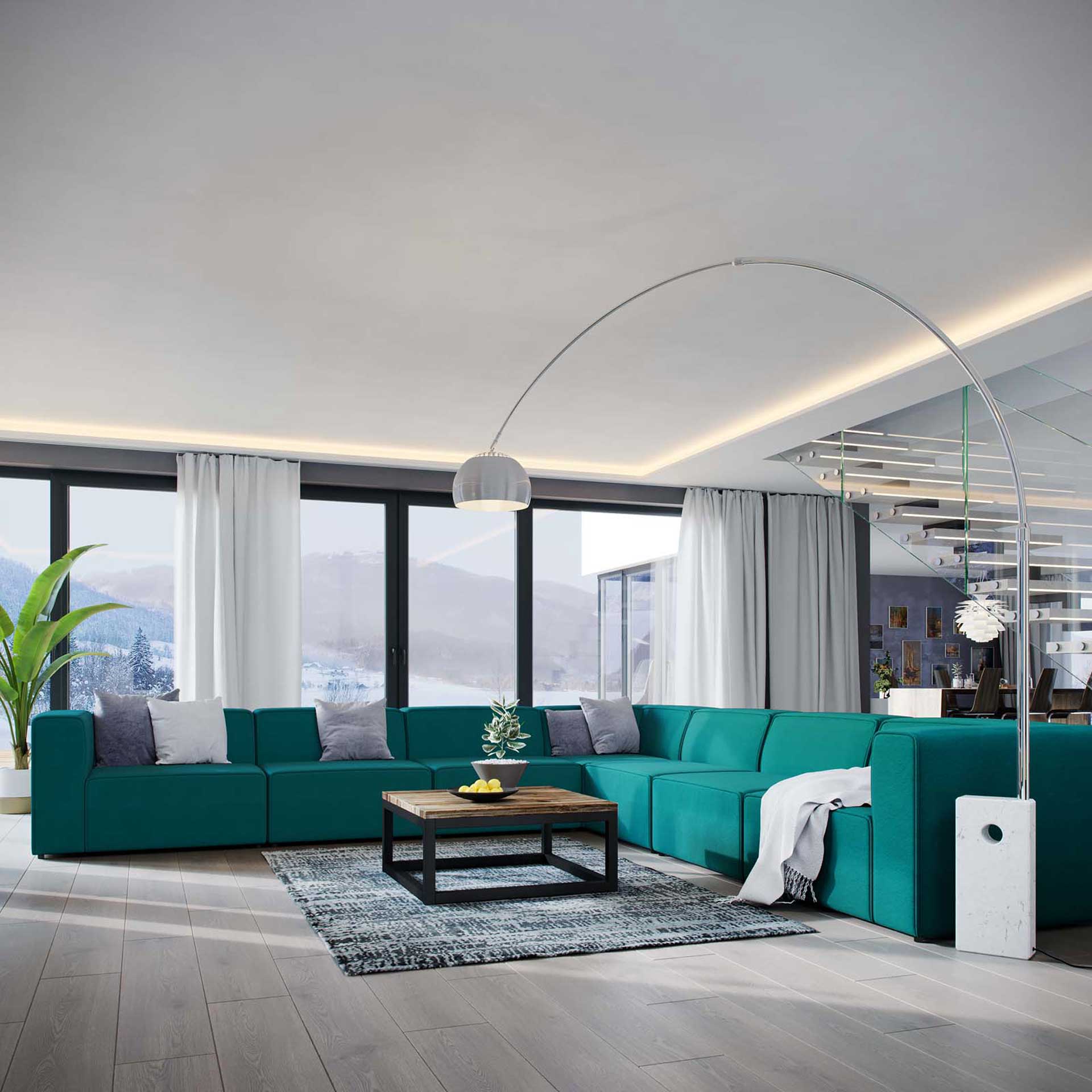 Maisie 7 Piece Corner Sectional Sofa Teal - Image 6
