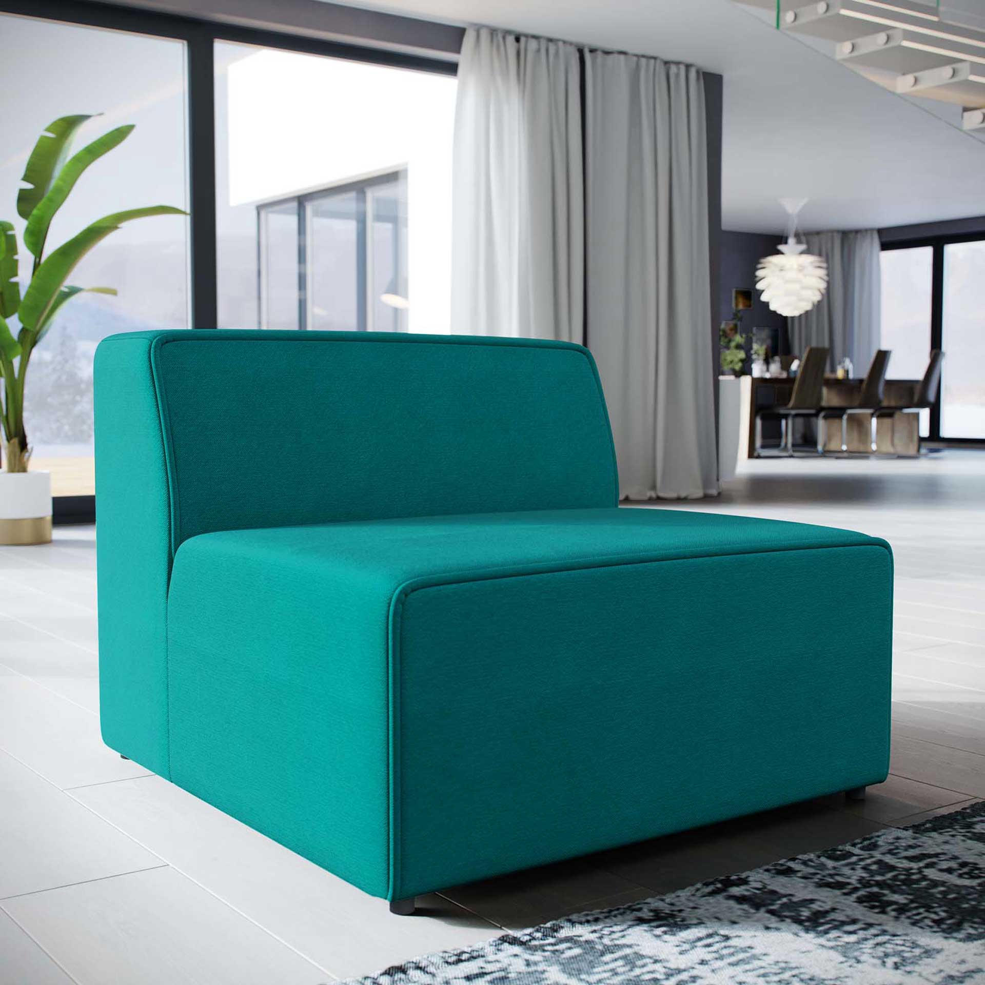 Maisie Fabric Armless Chair Teal - Image 4