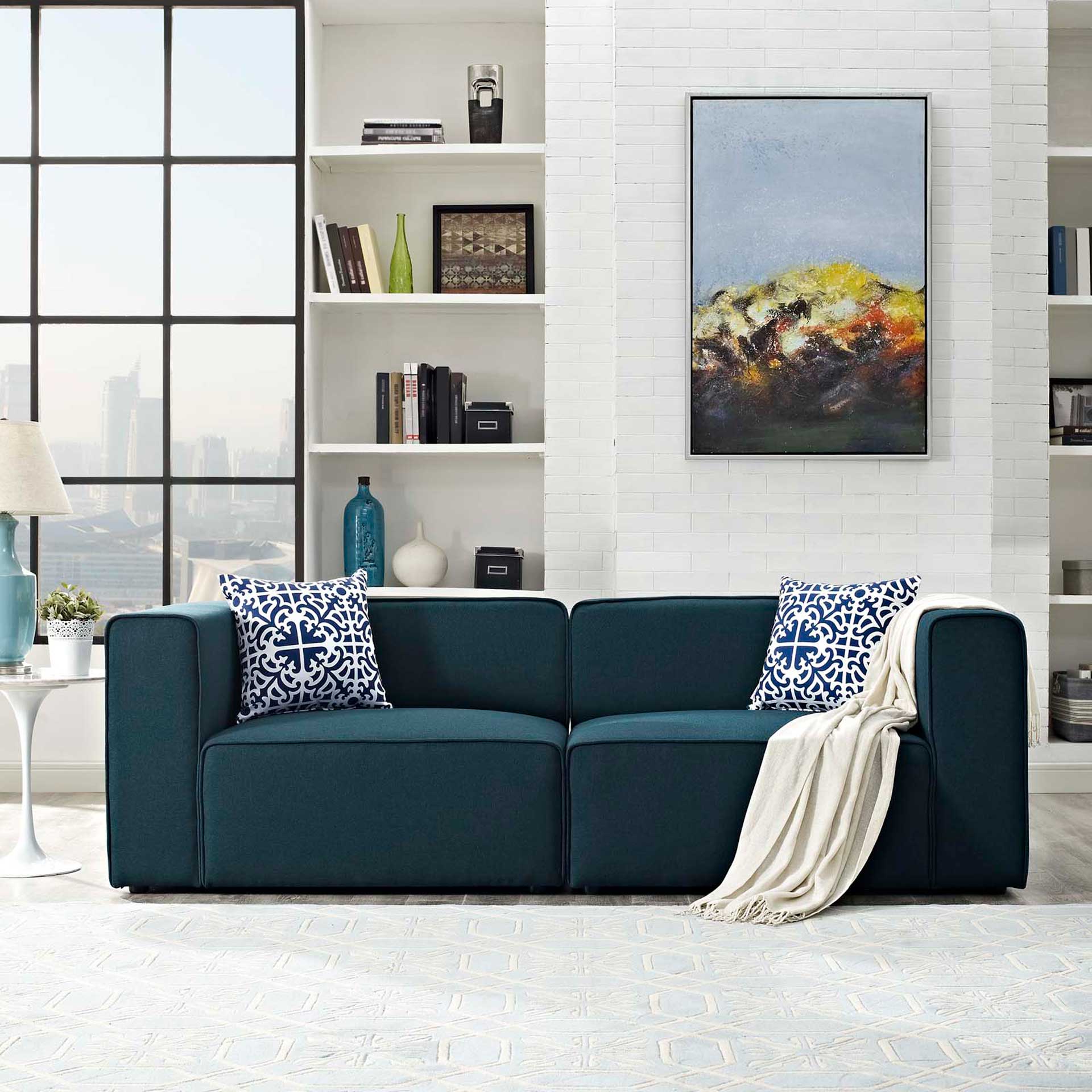 Maisie Fabric Loveseat Blue - Image 4