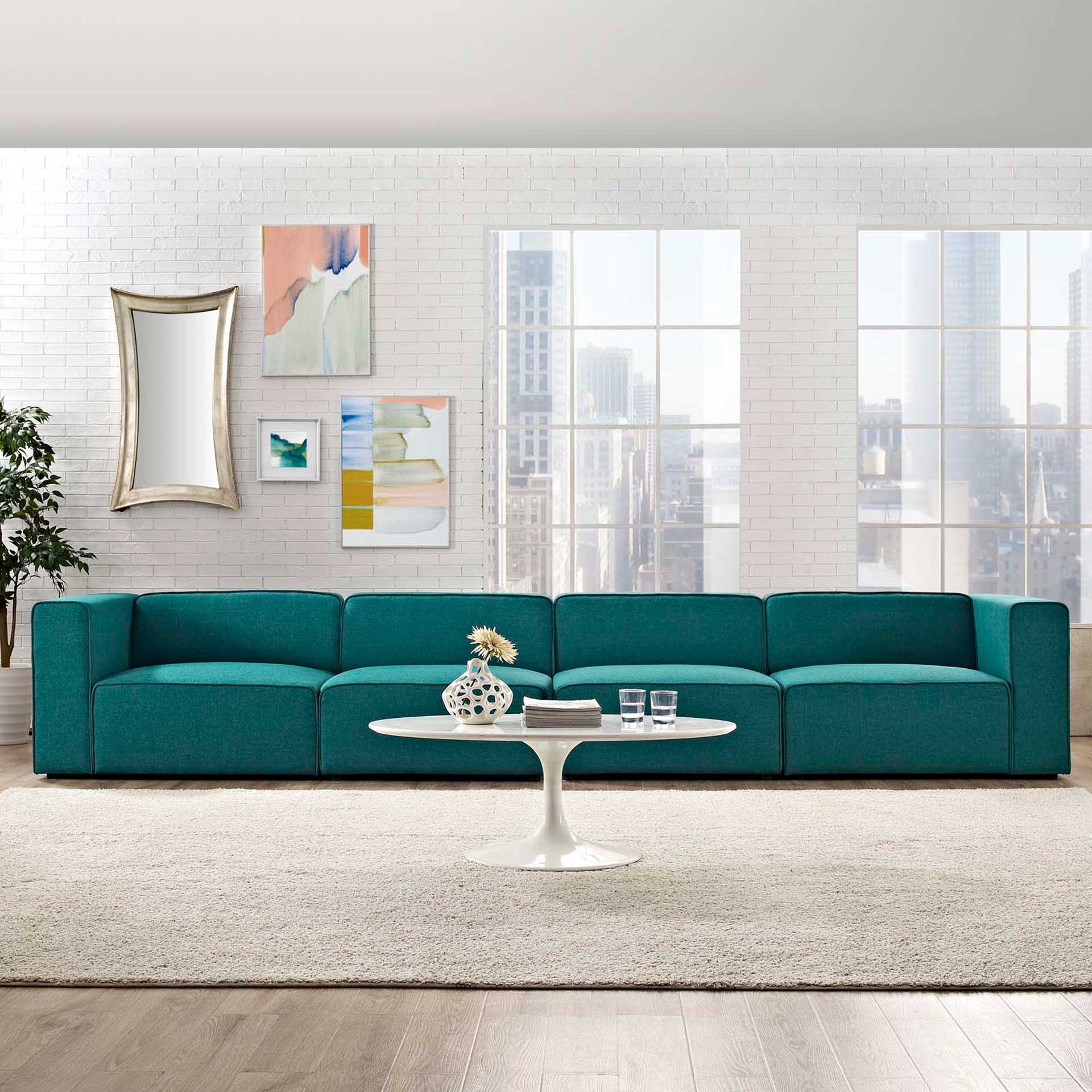 Maisie Fabric Modular Sofa Teal - Image 4