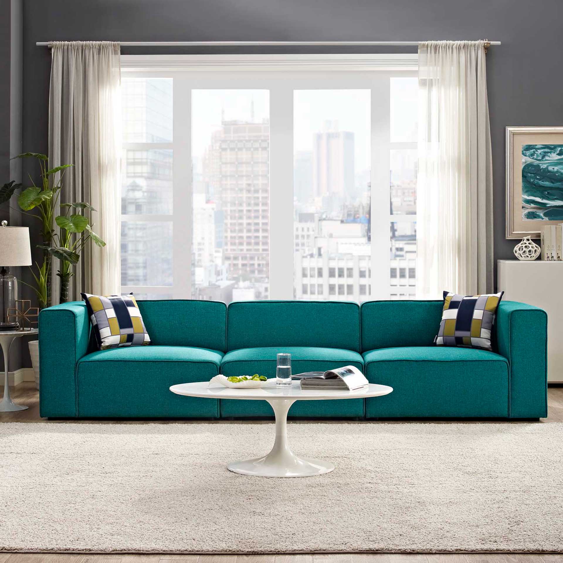 Maisie Fabric Sofa Teal - Image 4