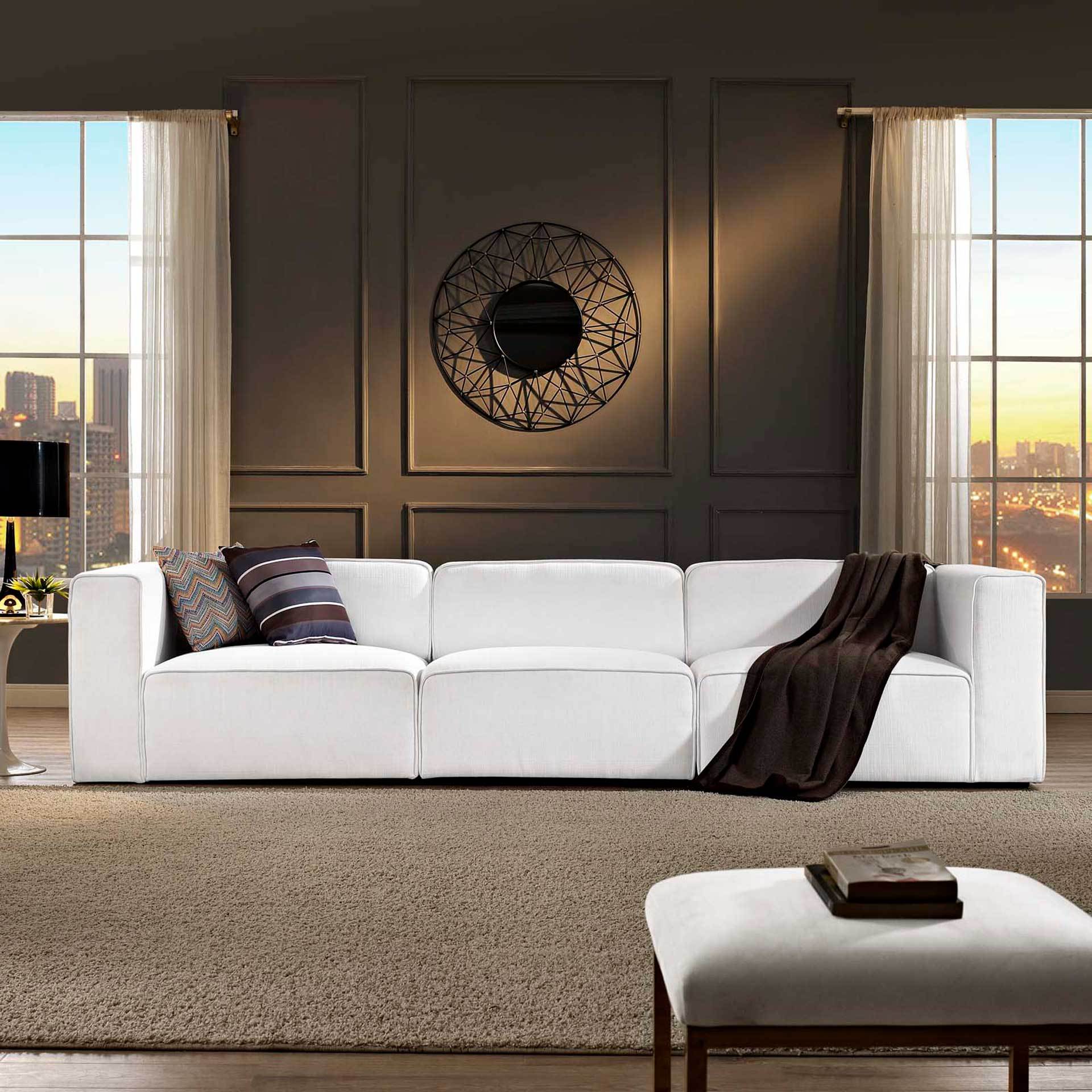 Maisie Fabric Sofa White - Image 4