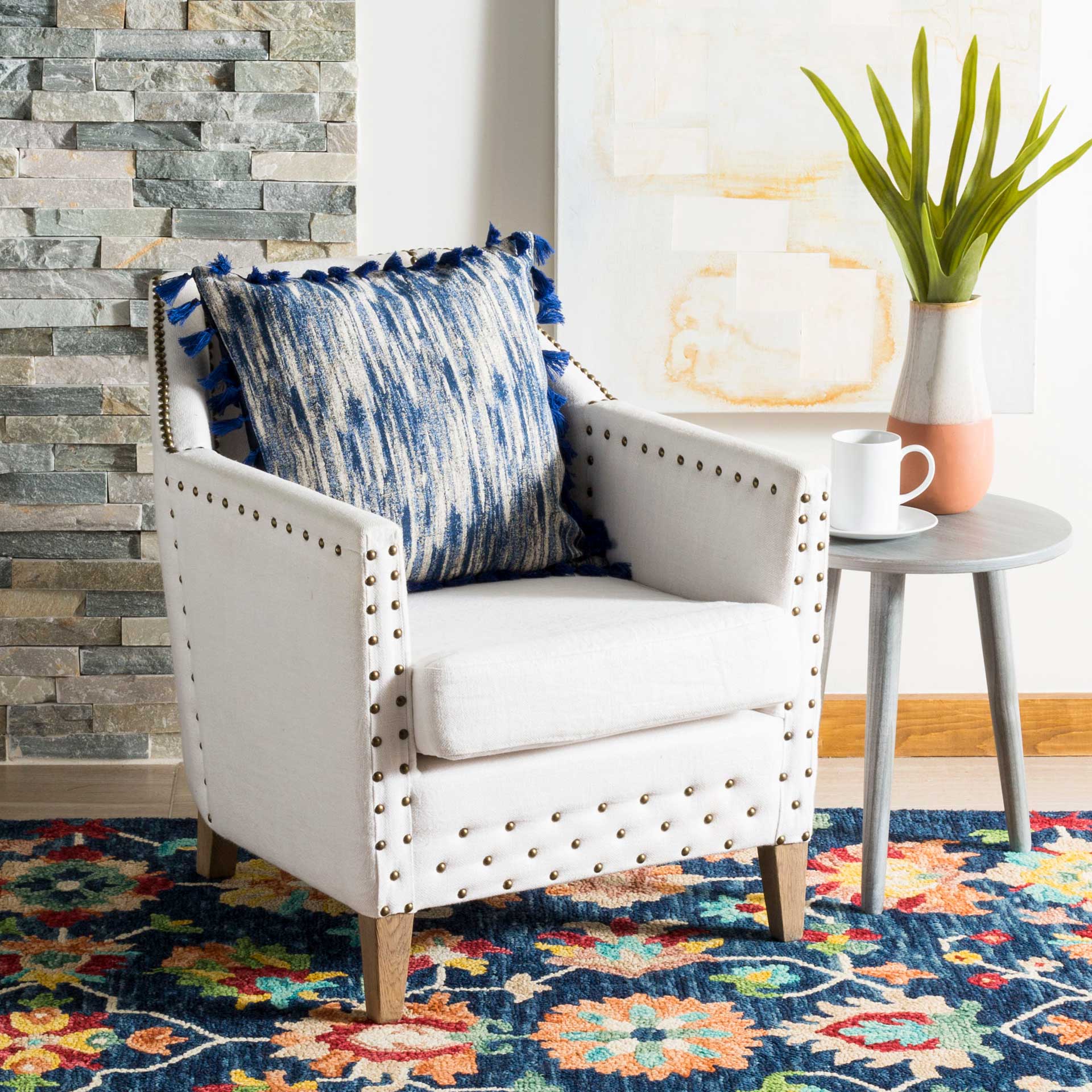 Makai Pillow Blue/Cream - Image 3