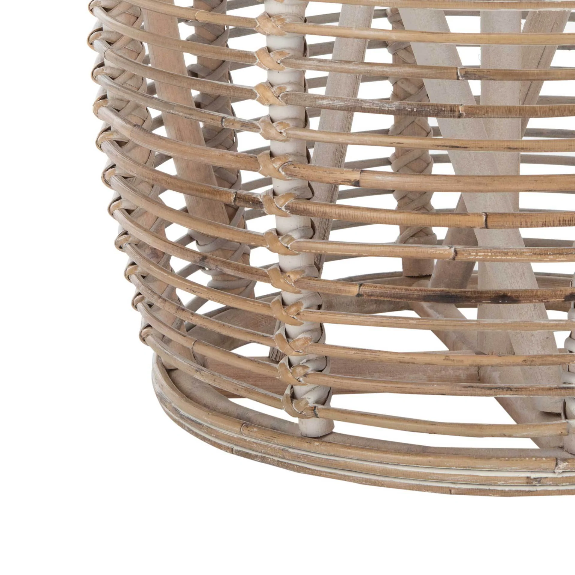 Malakai Rattan Drum Stool Table Gray White Wash - Image 3