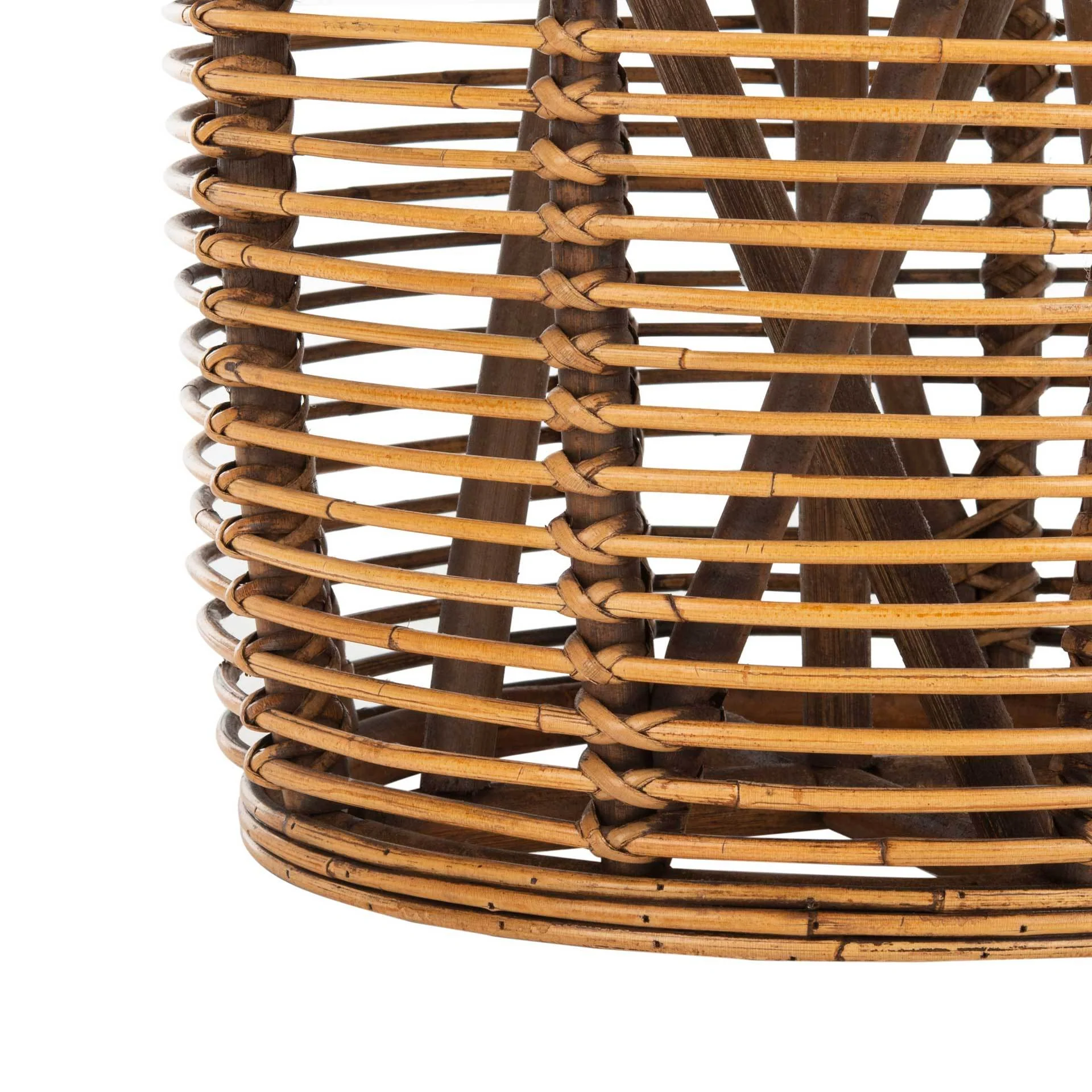 Malakai Rattan Drum Stool Table Honey Brown Wash - Image 3