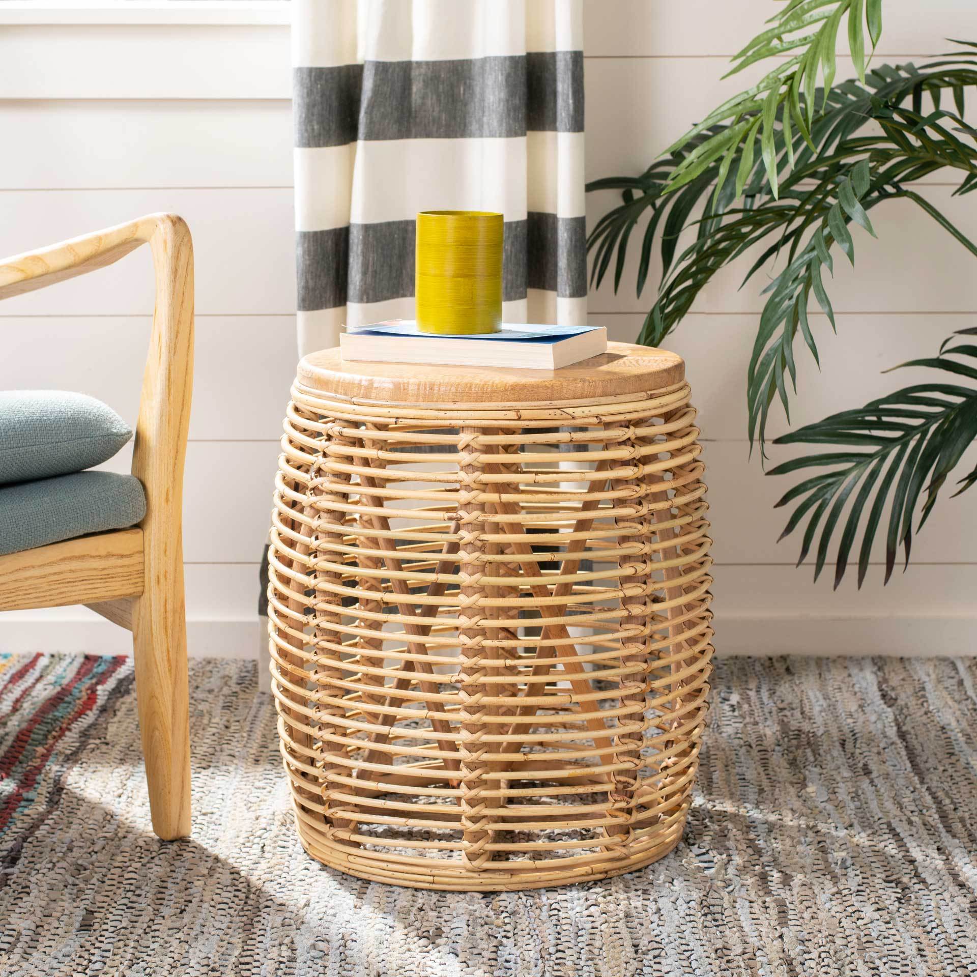 Malakai Rattan Drum Stool Table Natural - Image 4