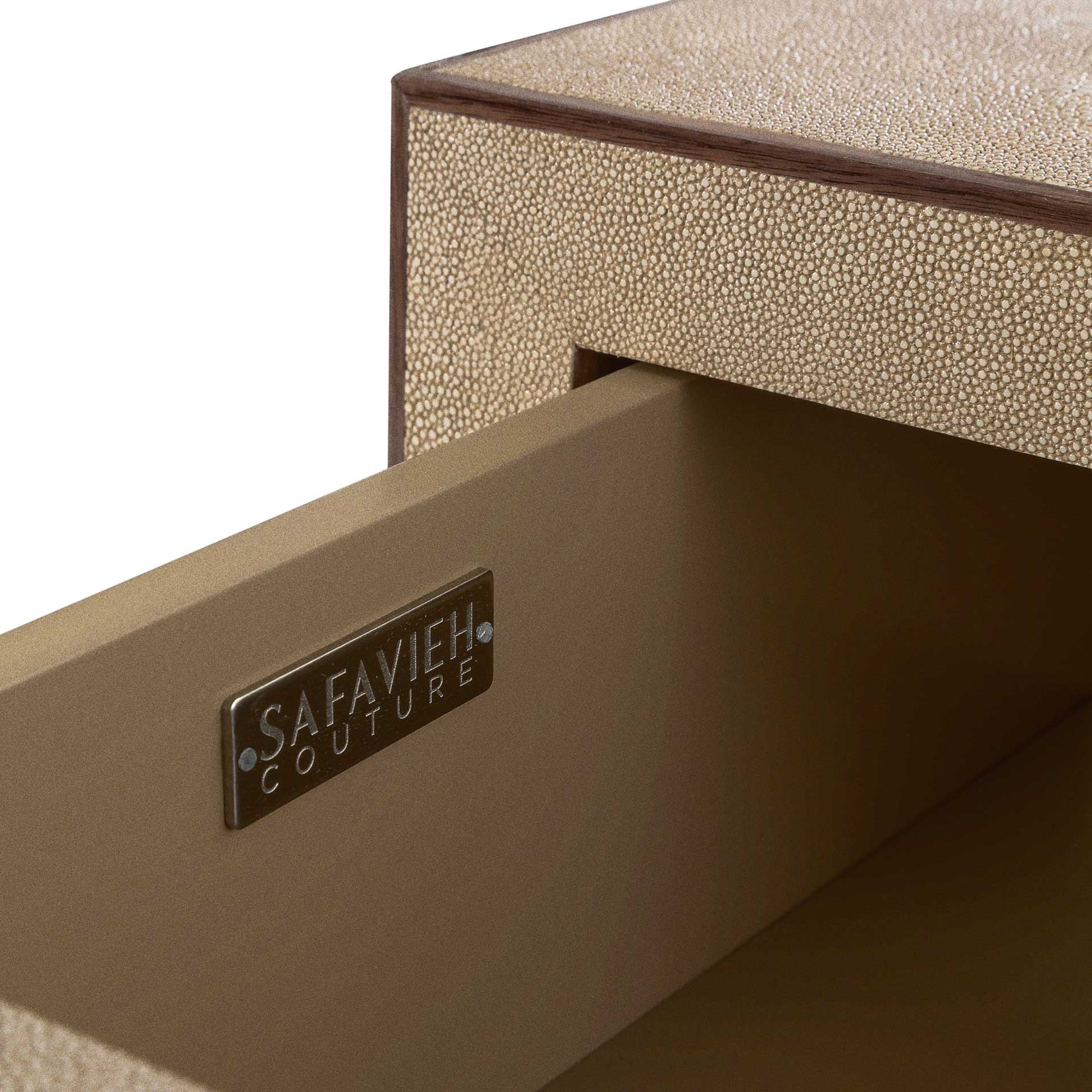 Malcolm Faux Shagreen Nightstand Beige - Image 6