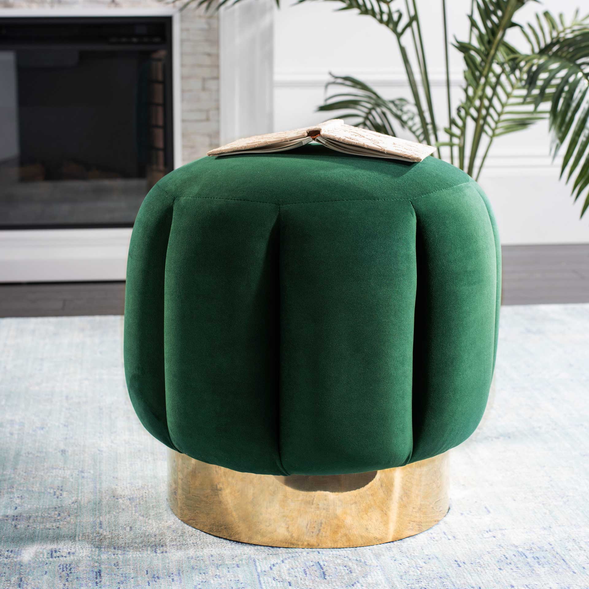 Maleah Channel Tufted Otttoman Emerald - Image 5