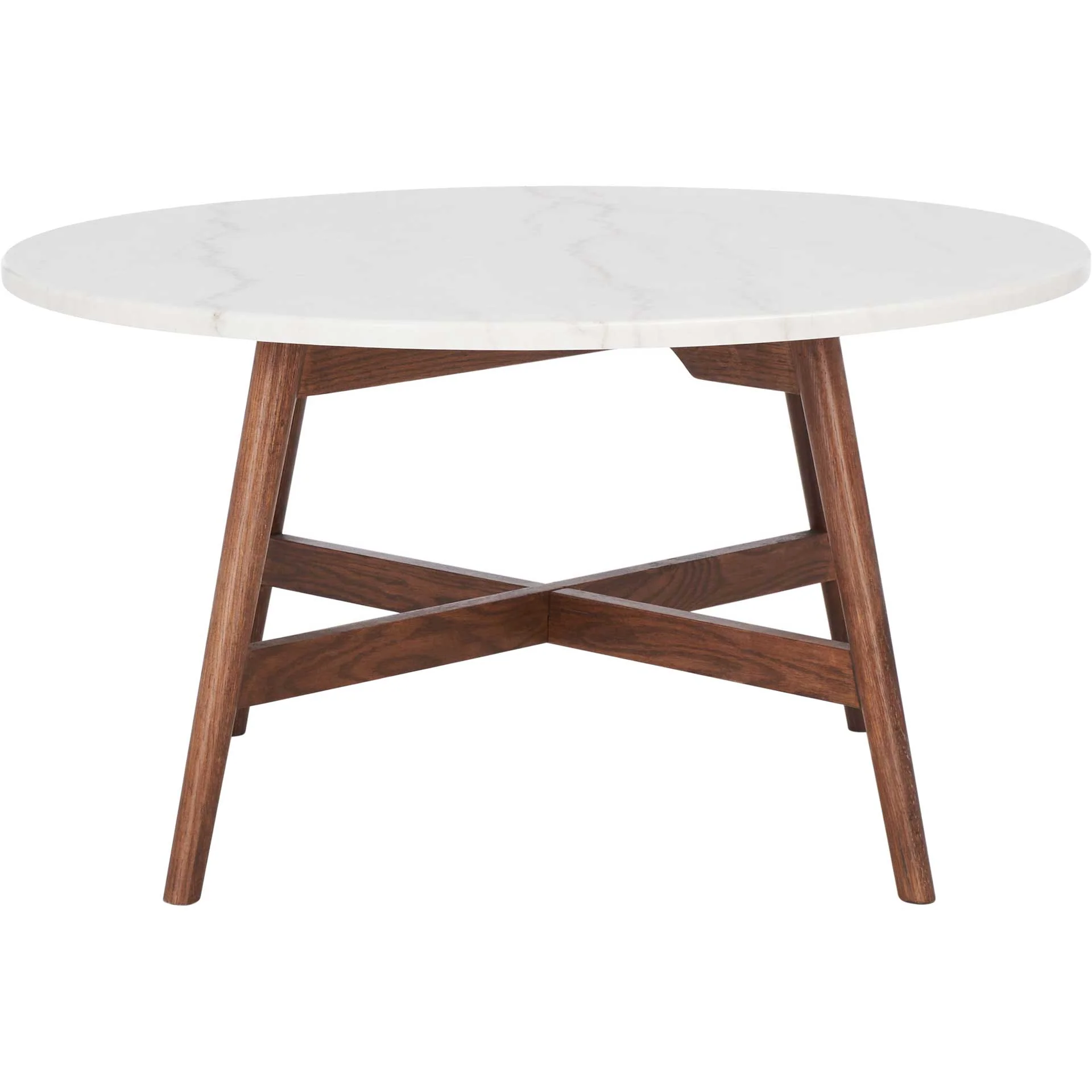 Malia Round Marble Coffee Table Marble/Walnut - Image 2