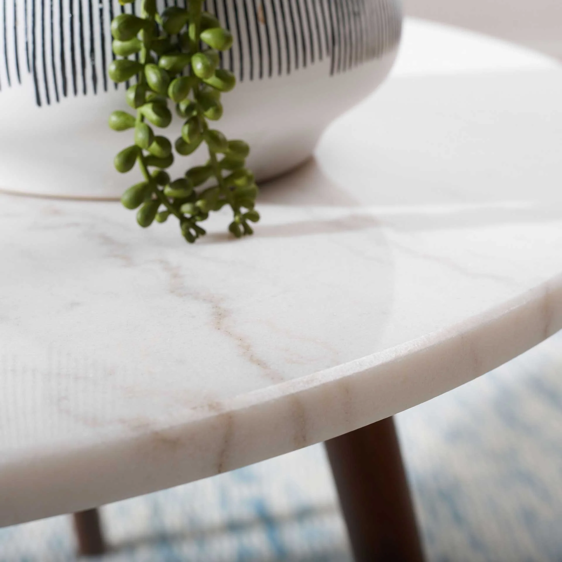 Malia Round Marble Coffee Table Marble/Walnut - Image 4