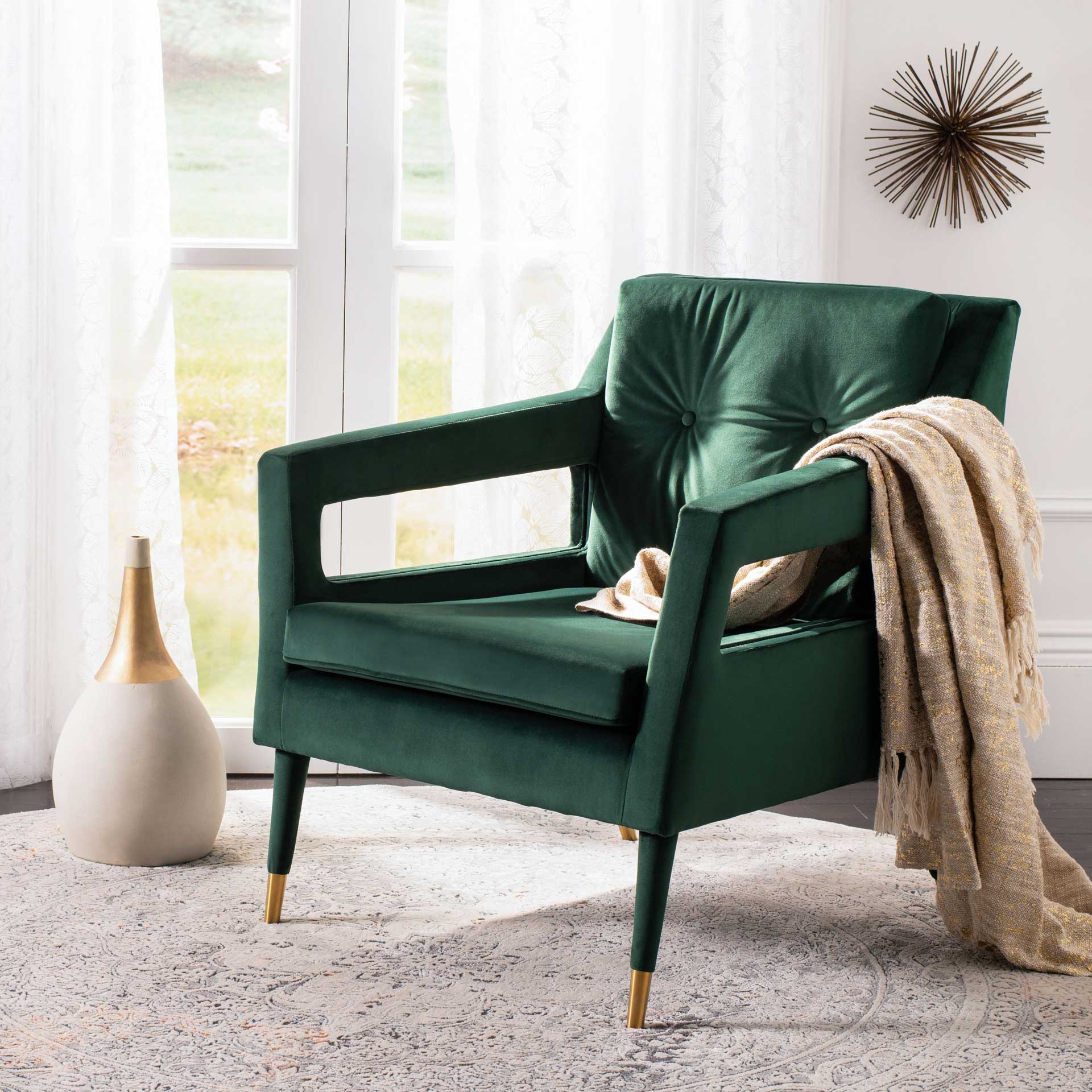 Malloy Tufted Accent Chair Forest Green/Gold - Image 6