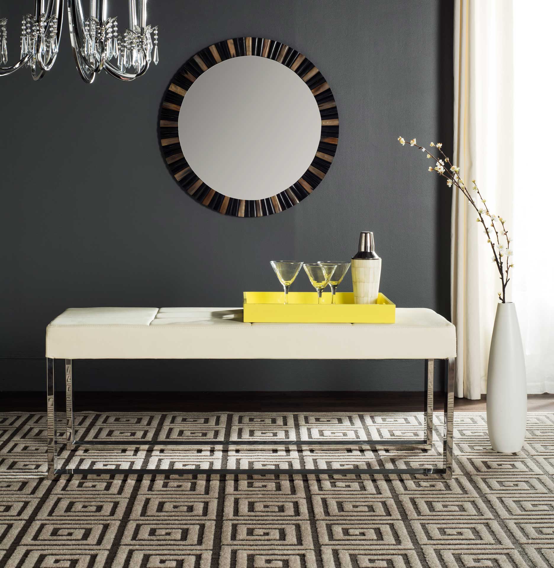 Malmo Bench Creme/Chrome - Image 3
