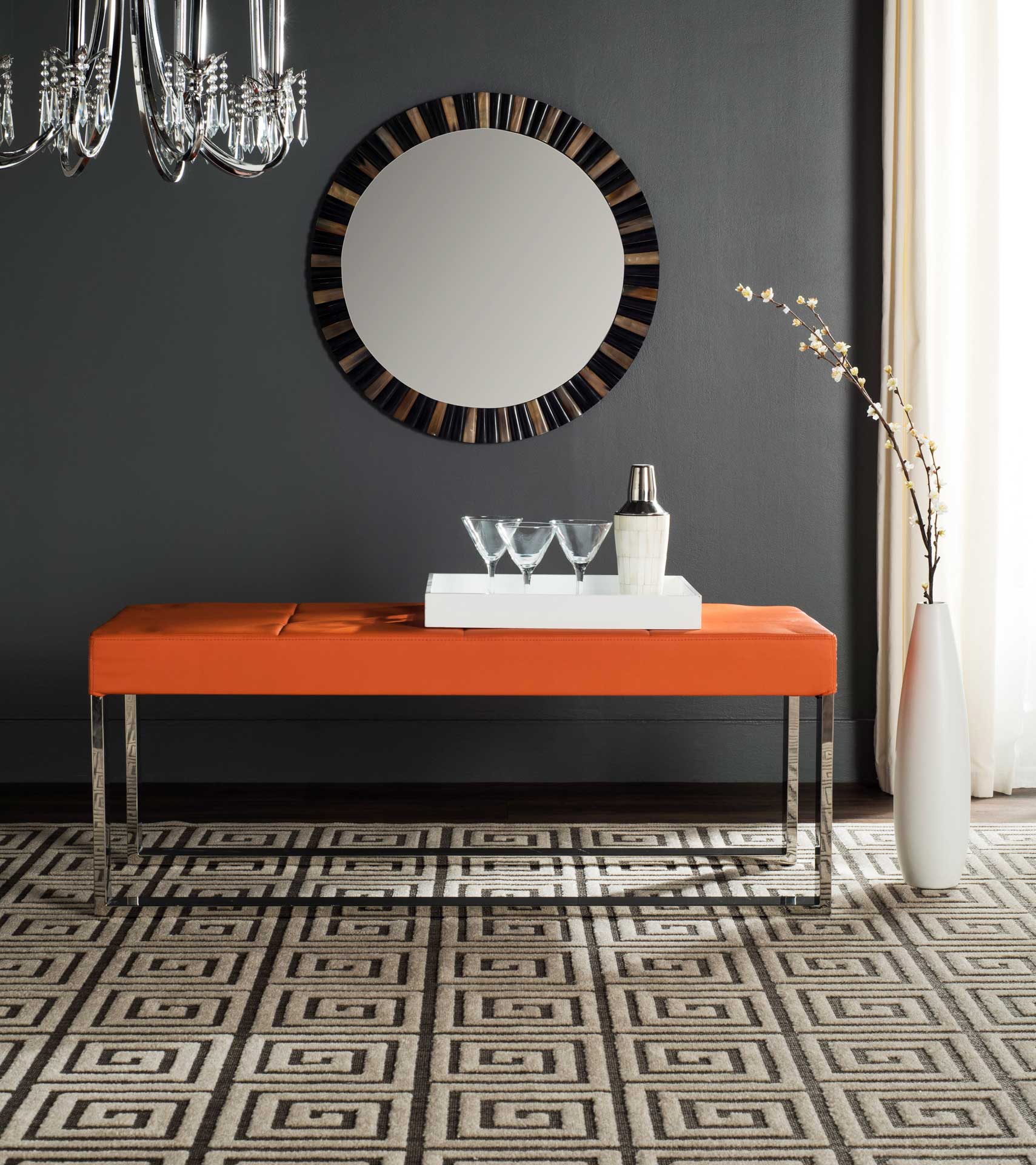 Malmo Bench Orange/Chrome - Image 4