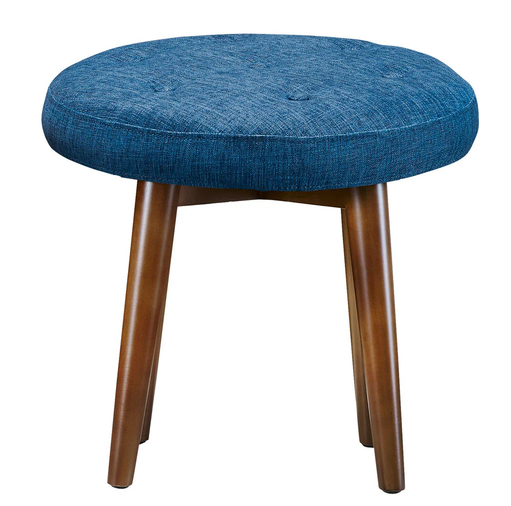 Malvern Blue Linen Stool - Image 2