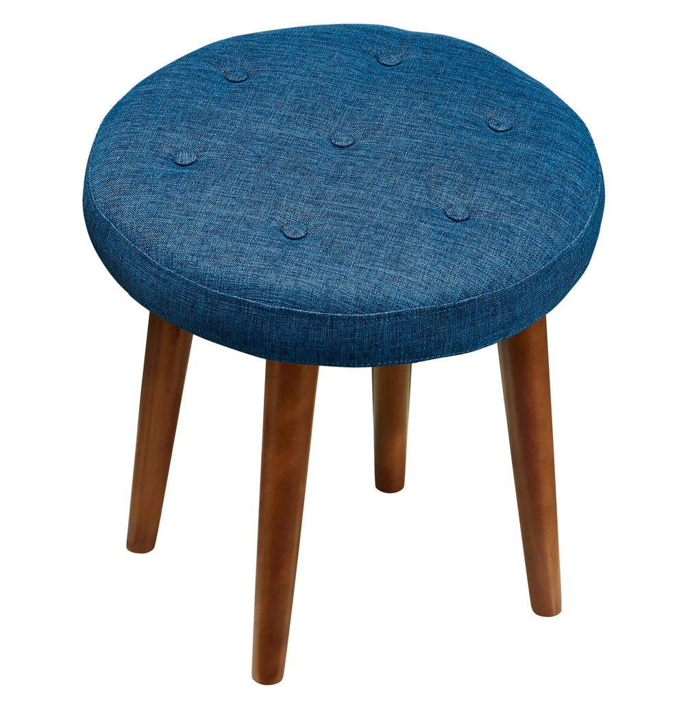 Malvern Blue Linen Stool - Image 4