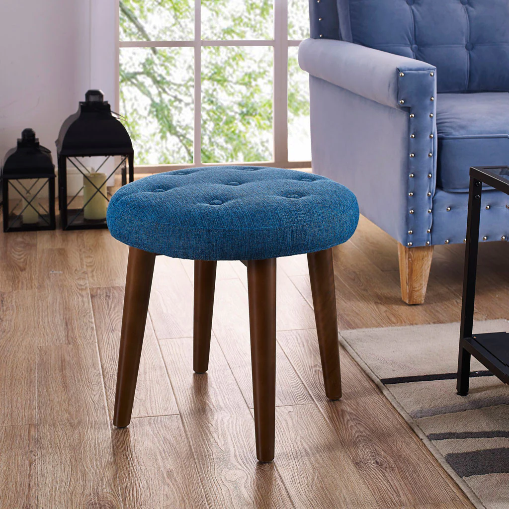 Malvern Blue Linen Stool - Image 5