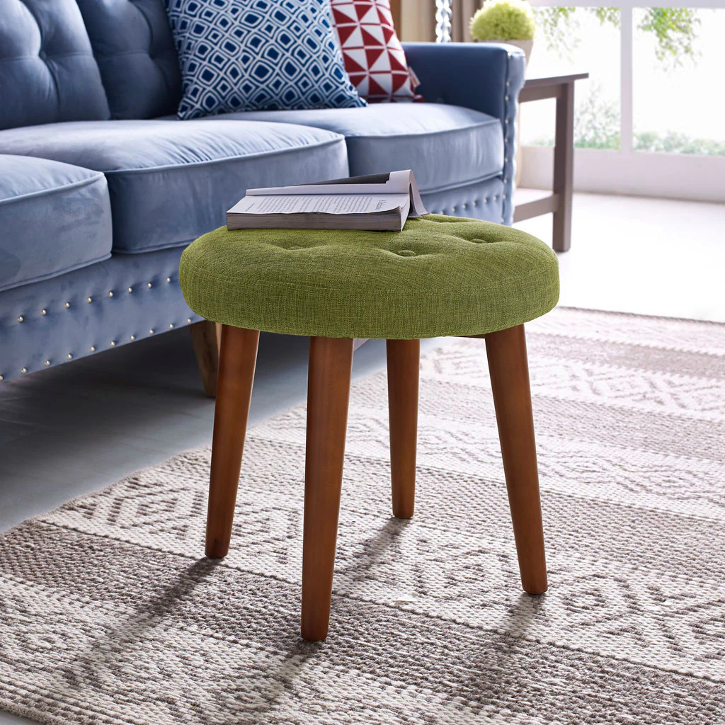 Malvern Green Linen Stool - Image 5
