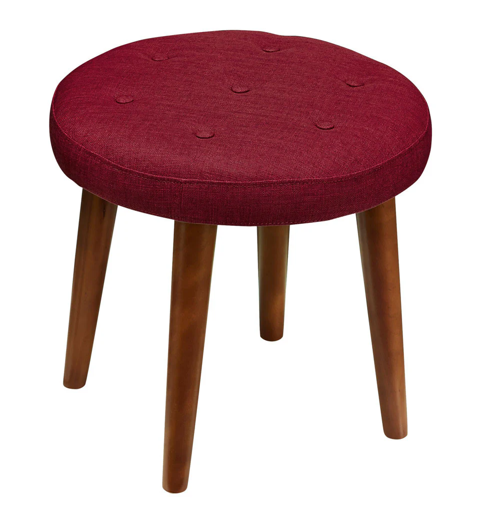Malvern Red Linen Stool - Image 4