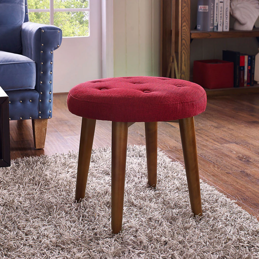 Malvern Red Linen Stool - Image 5