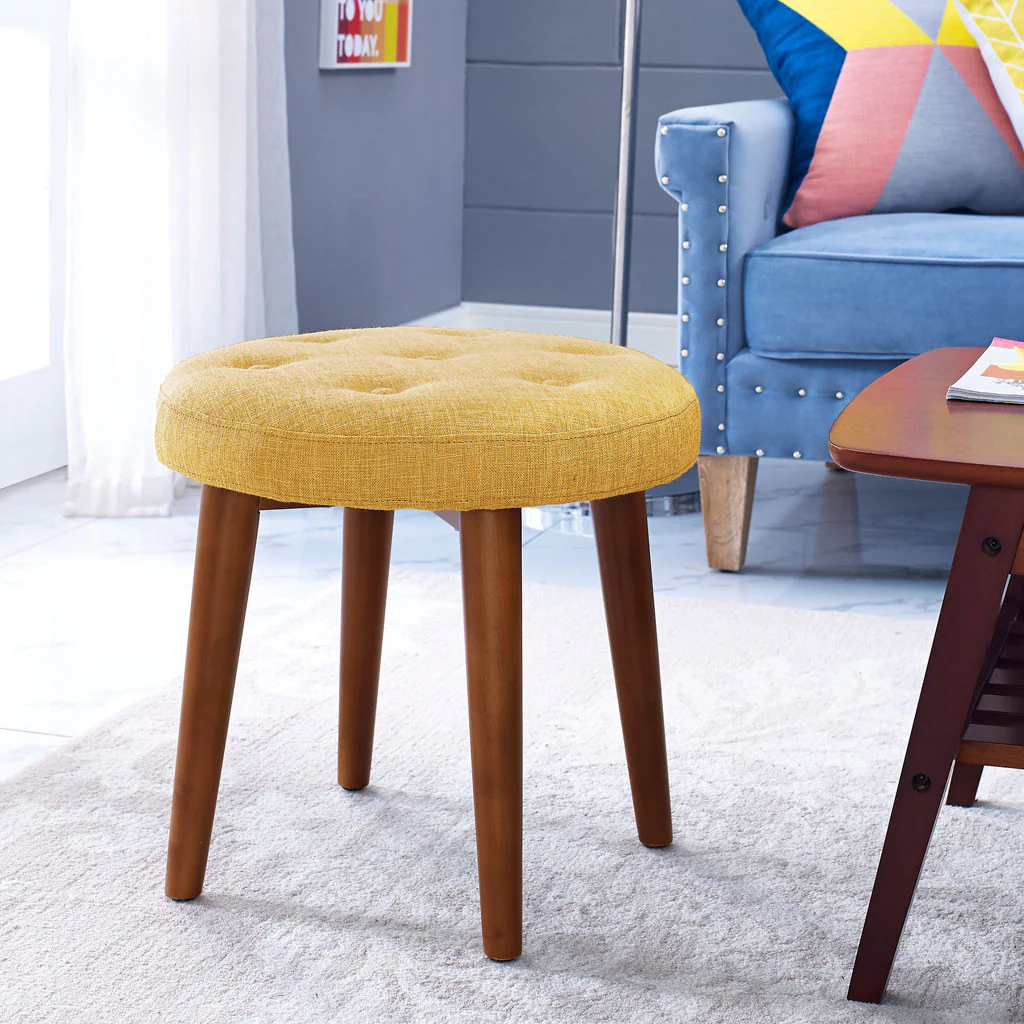 Malvern Yellow Linen Stool - Image 4
