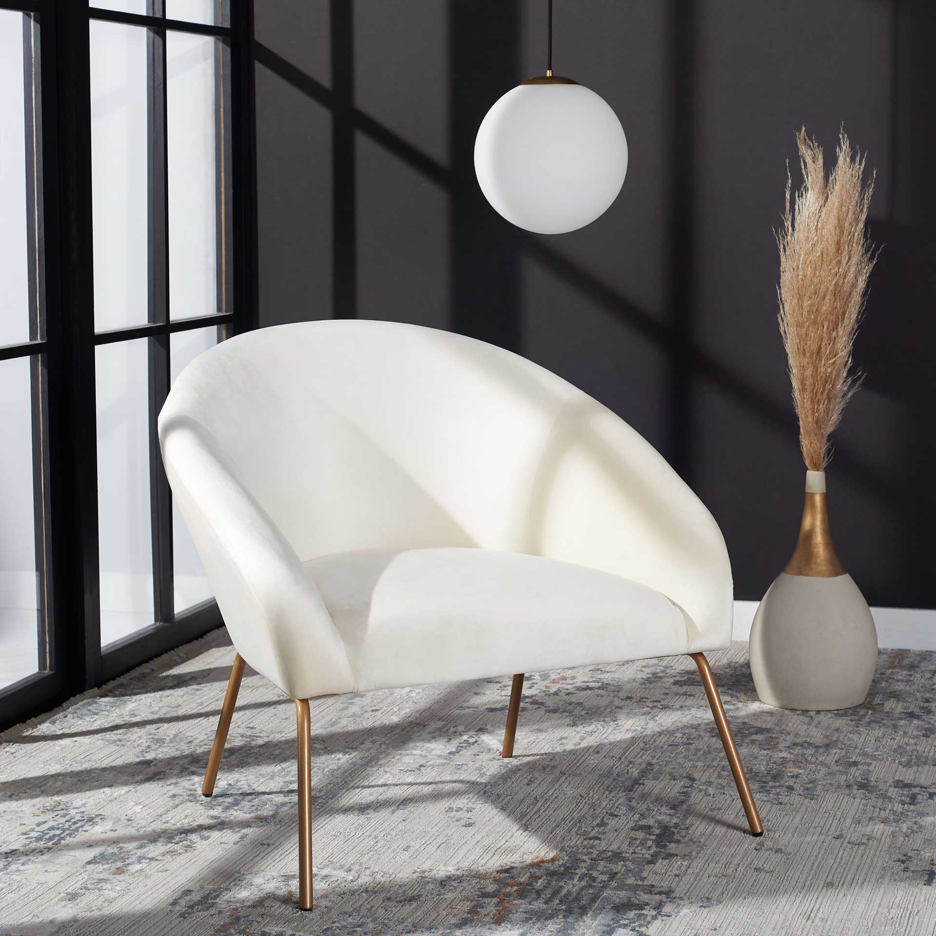 Manny Velvet Accent Chair Cream/Gold - Image 7