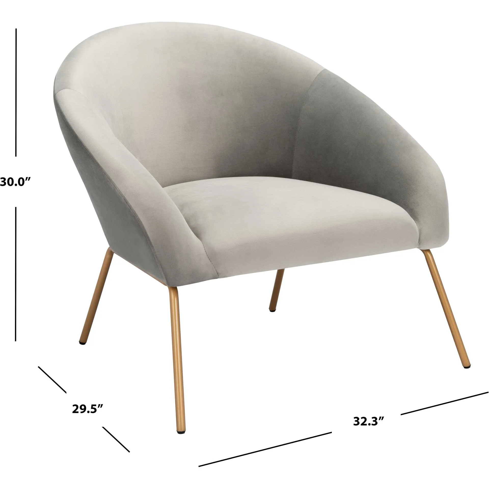 Manny Velvet Accent Chair Gray/Gold - Image 8