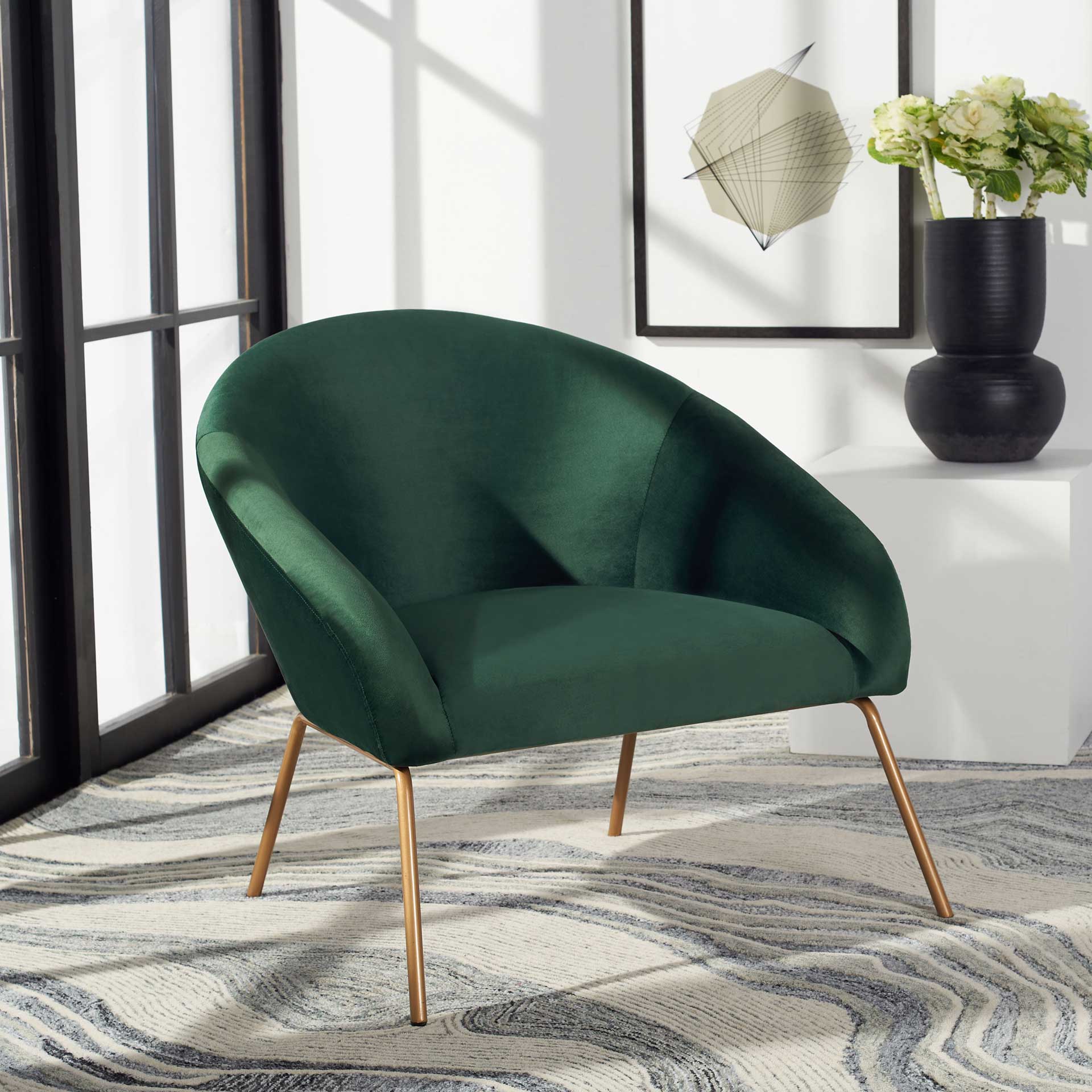Manny Velvet Accent Chair Malachite Green/Gold - Image 7