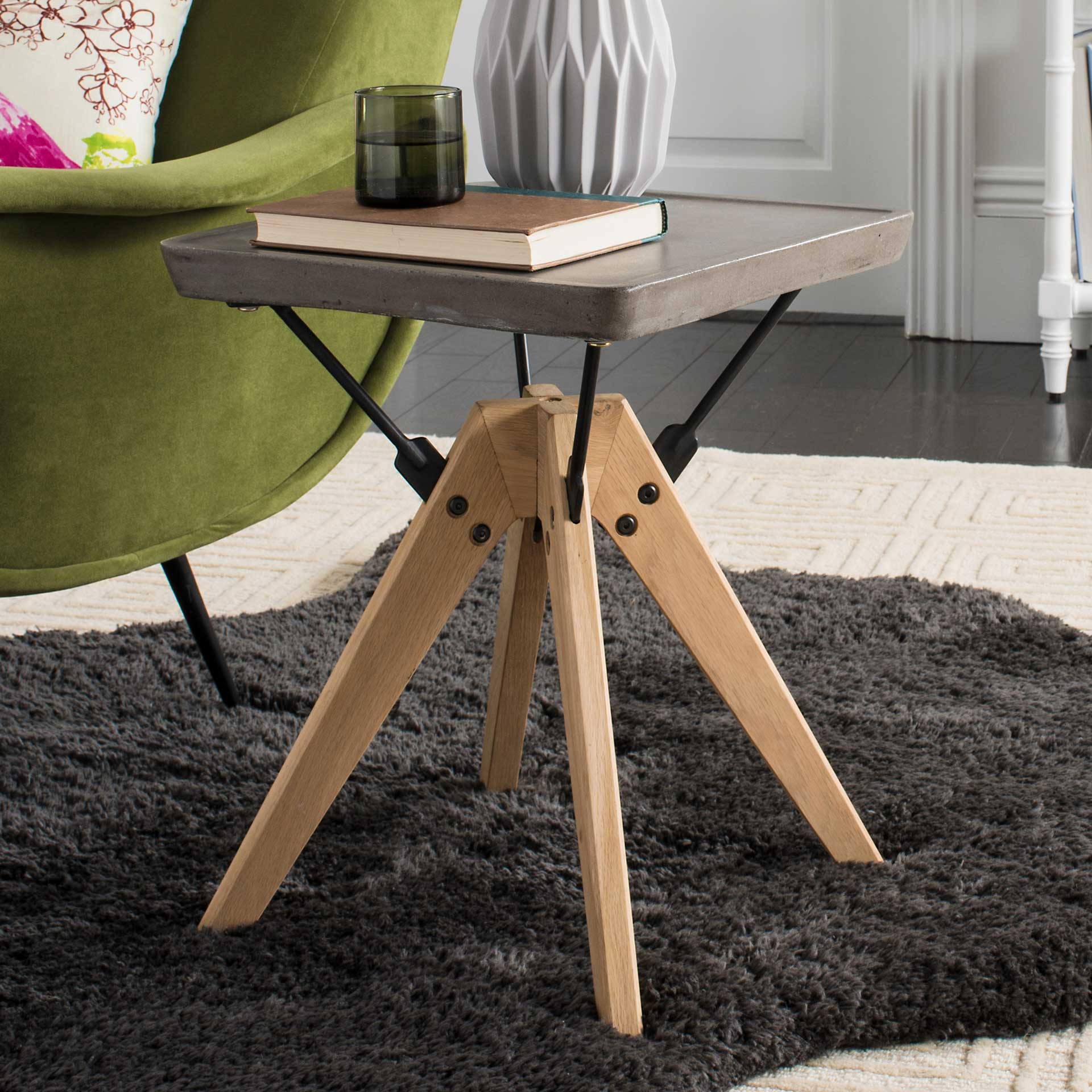 Marcella Modern Concrete Side Table Dark Gray - Image 4