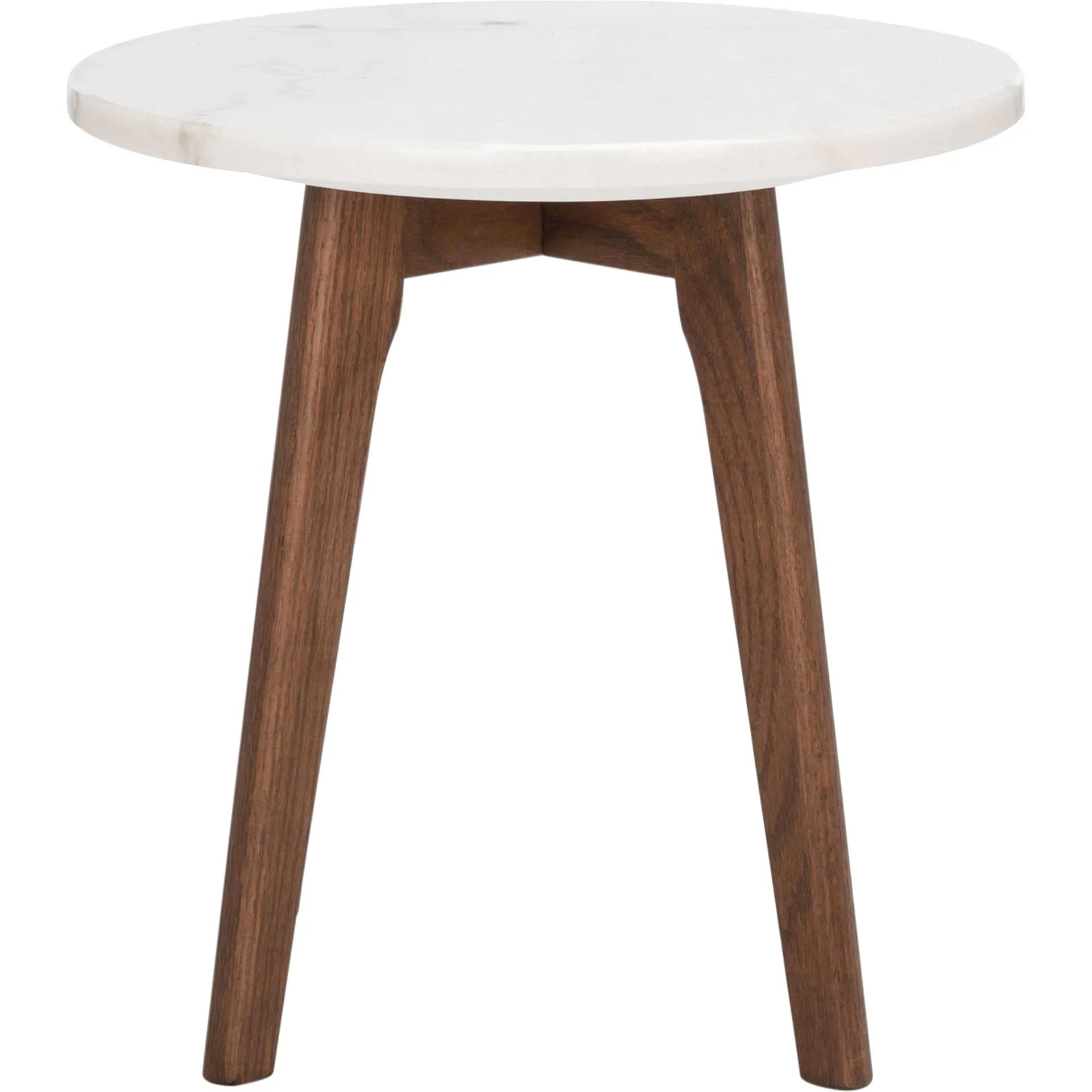 Marcello Round Marble End Table Marble/Walnut - Image 2