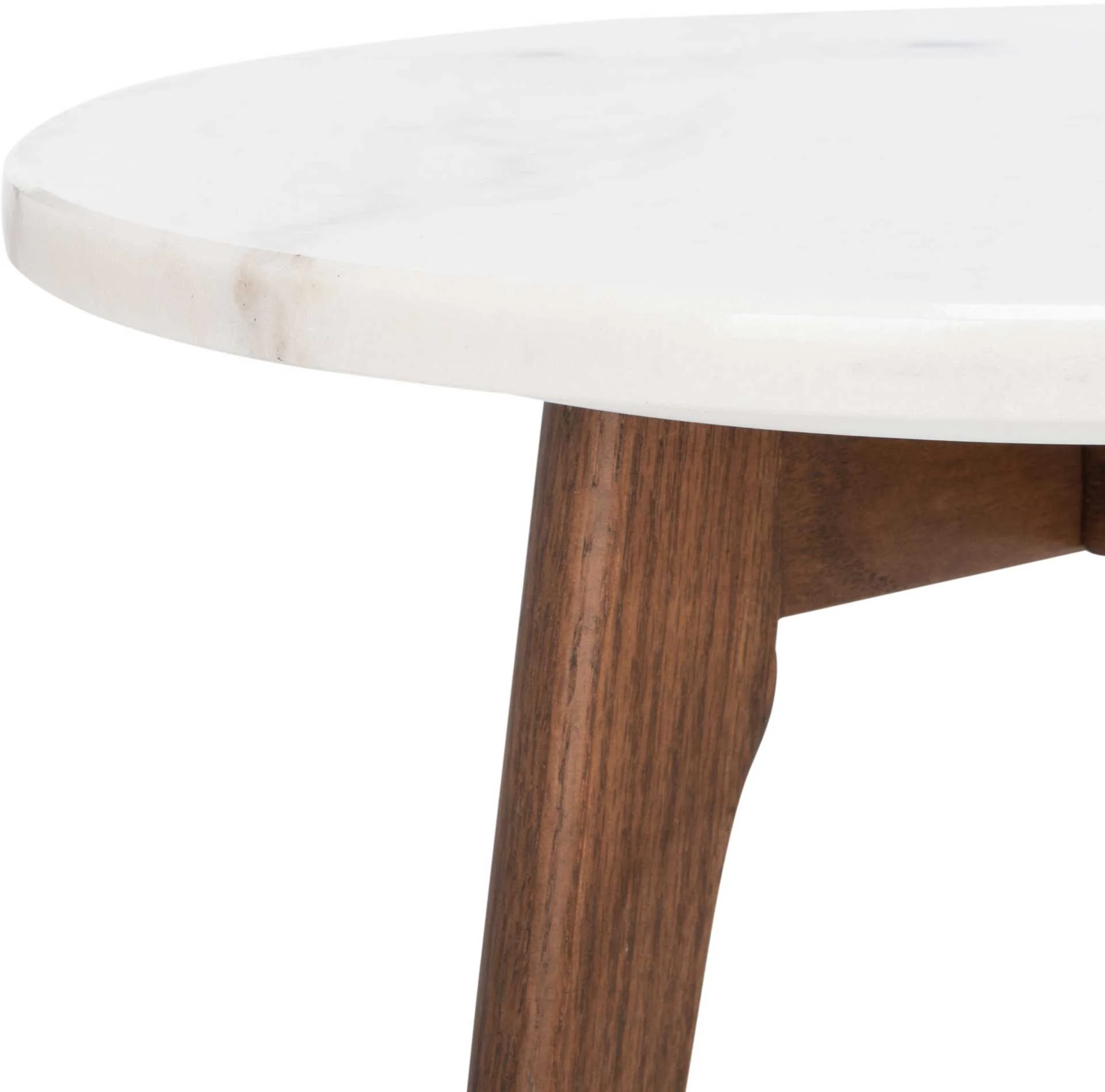 Marcello Round Marble End Table Marble/Walnut - Image 3