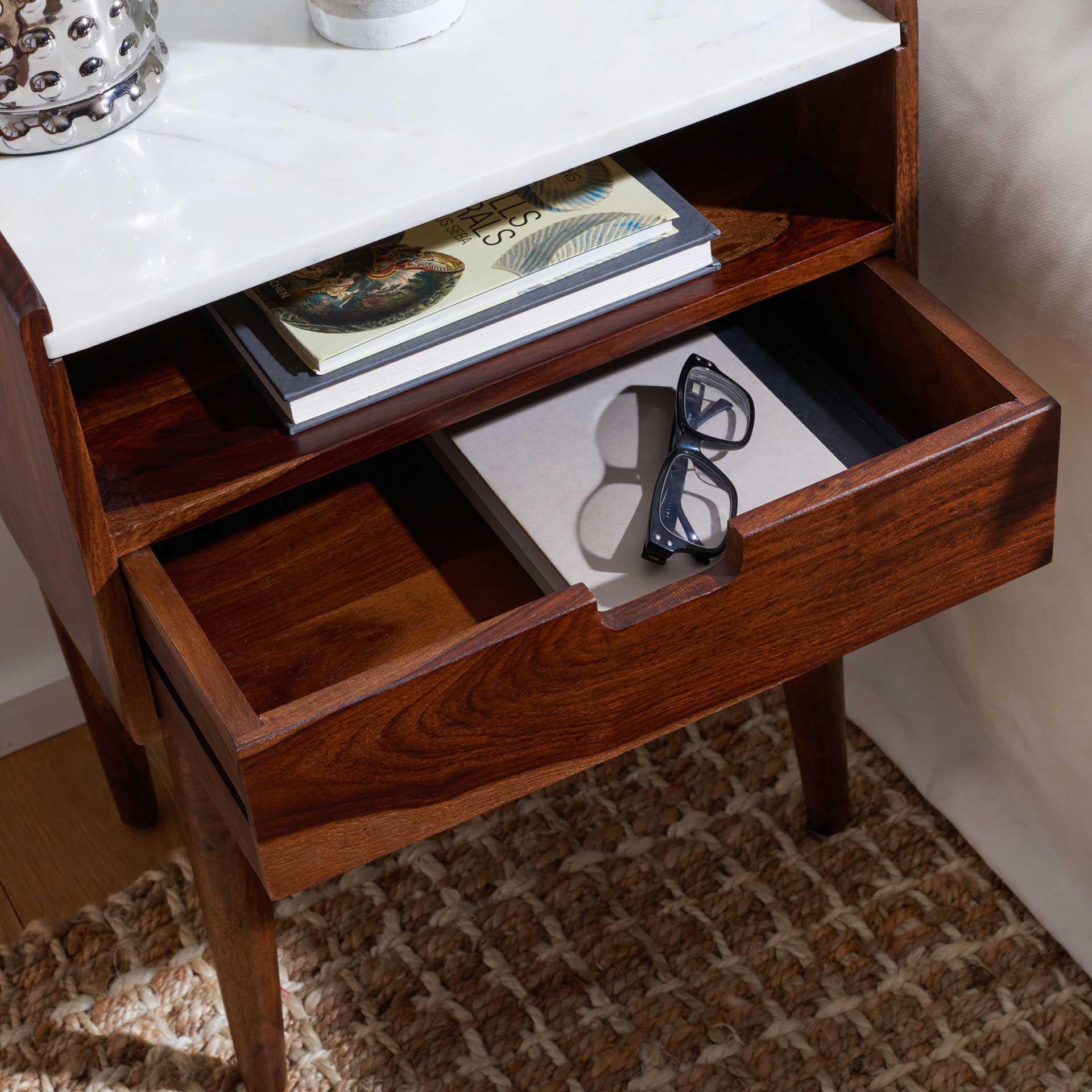 Marcelo 1 Drawer Nightstand Walnut/White - Image 7