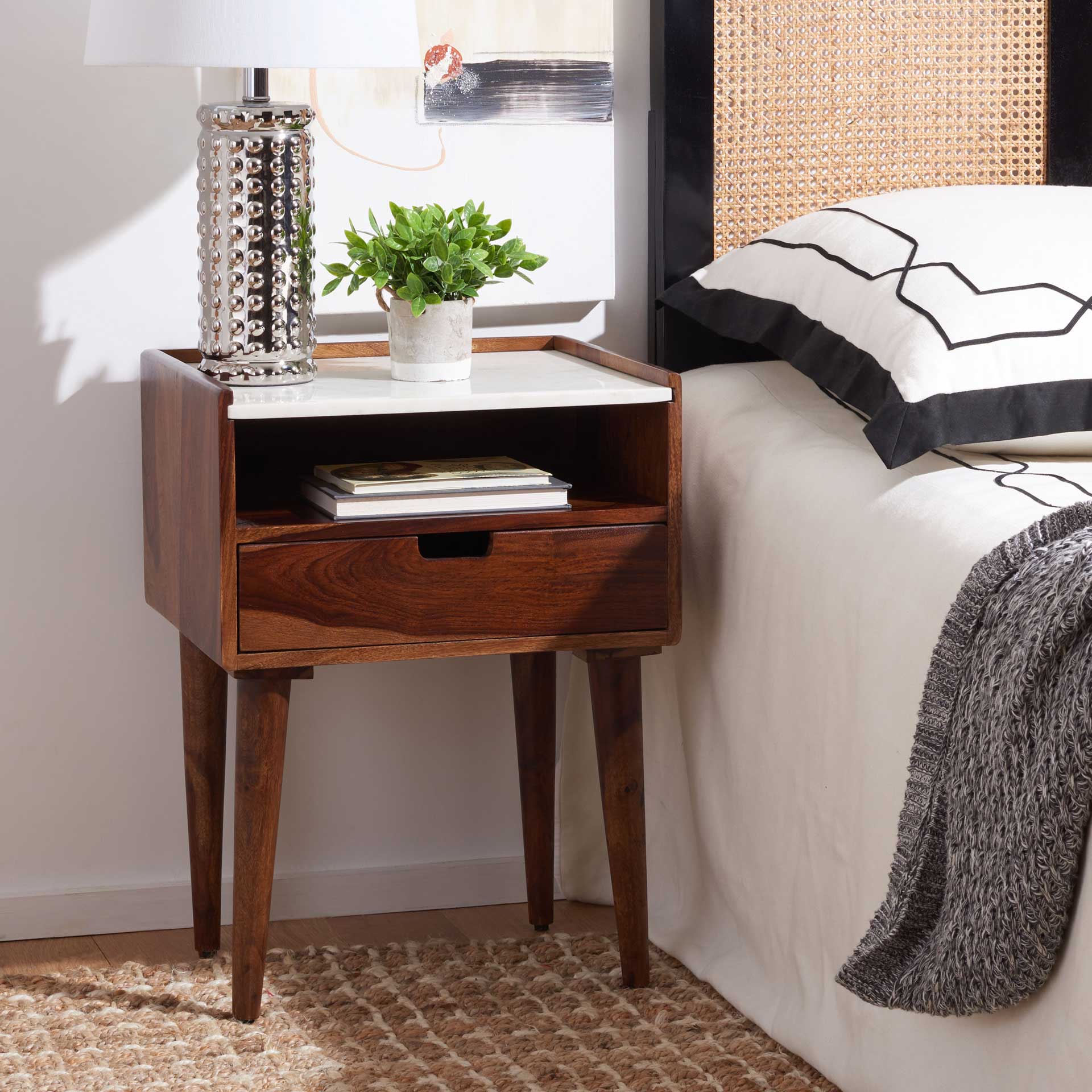 Marcelo 1 Drawer Nightstand Walnut/White - Image 8
