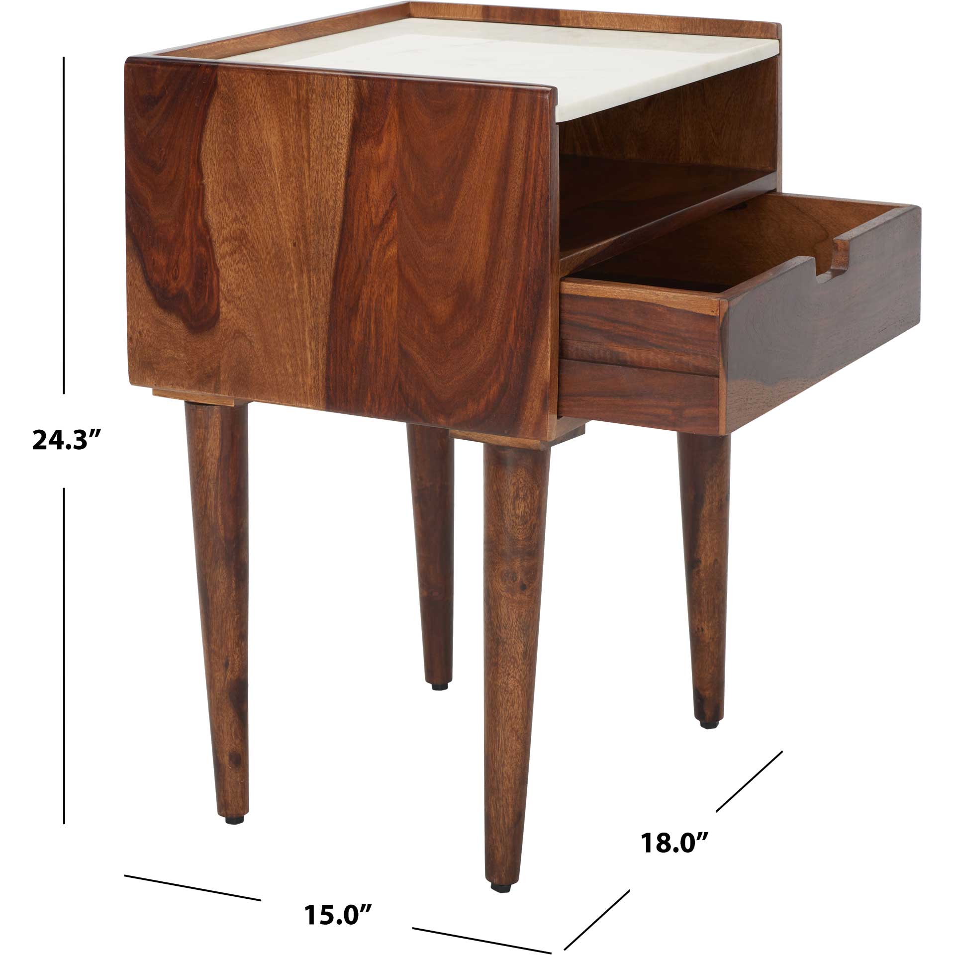 Marcelo 1 Drawer Nightstand Walnut/White - Image 9