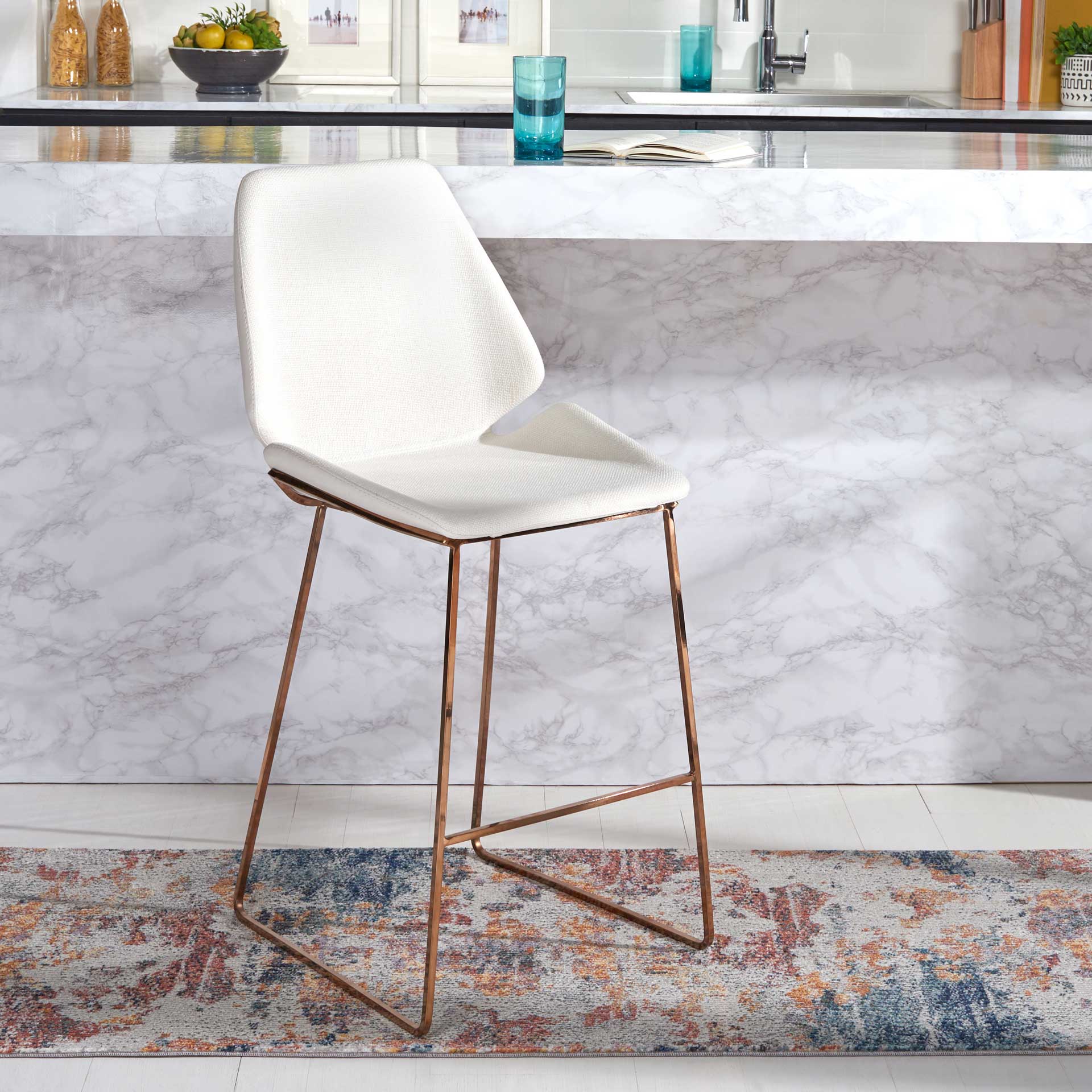 Margot Counter Stool White/Gold - Image 6