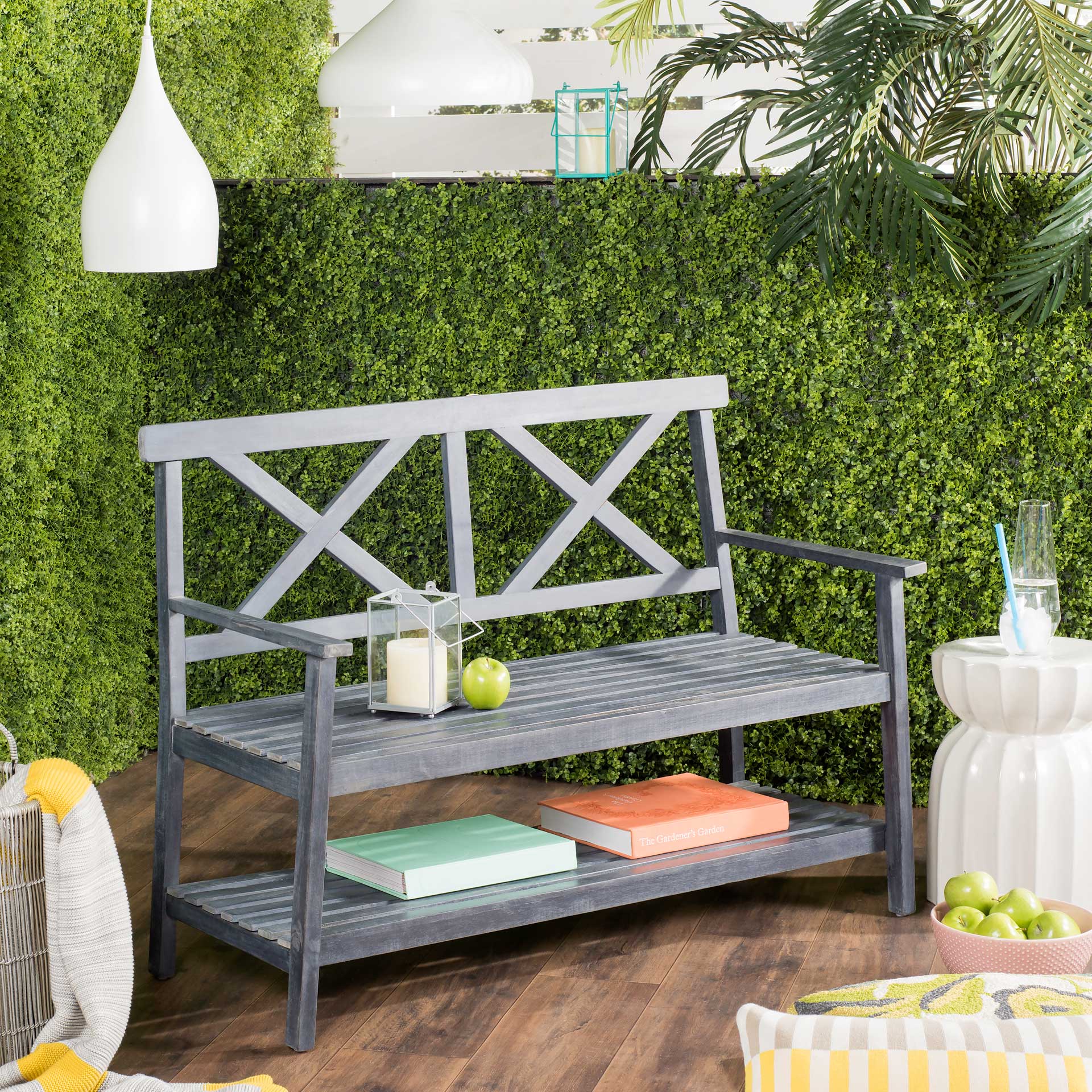 Maribel Outdoor Bench Dark Slate Gray - Image 6