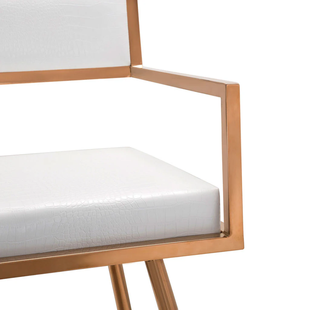 Marion White Croc Arm Chair (Set of 2) - Image 5