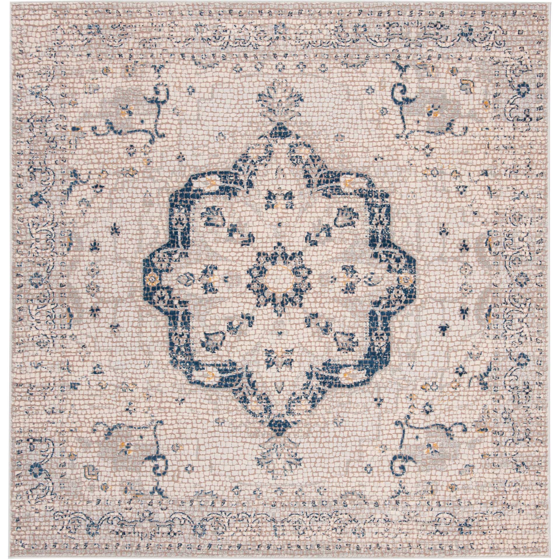 Marseille Mosaic Navy/Ivory Area Rug - Image 2