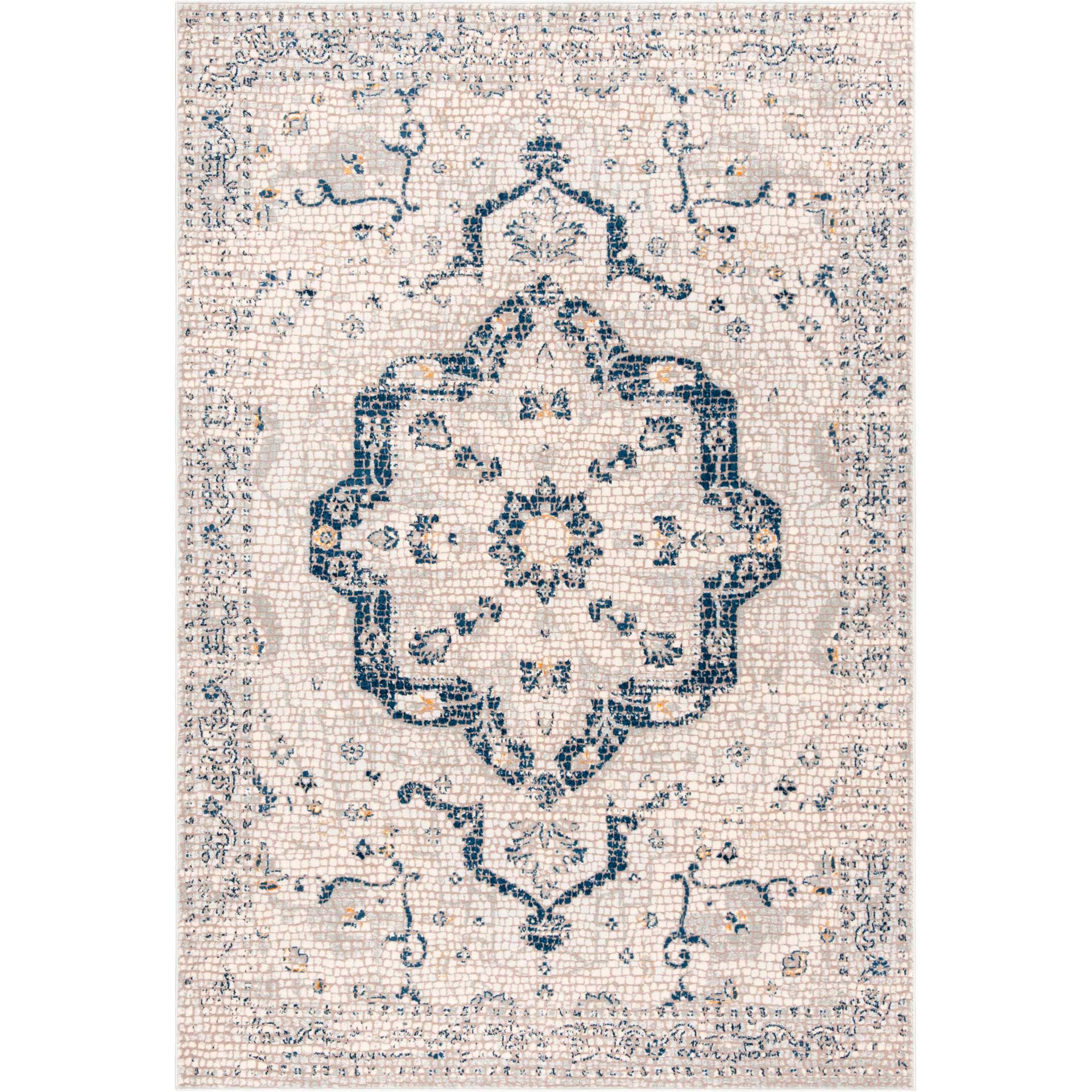 Marseille Mosaic Navy/Ivory Area Rug - Image 3