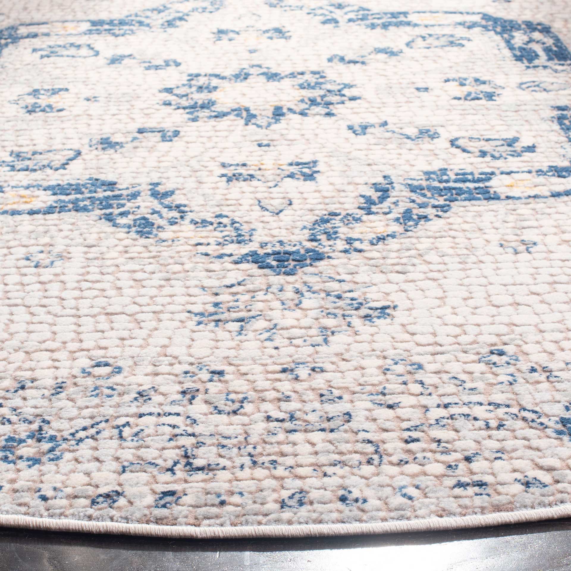 Marseille Mosaic Navy/Ivory Round Rug - Image 2