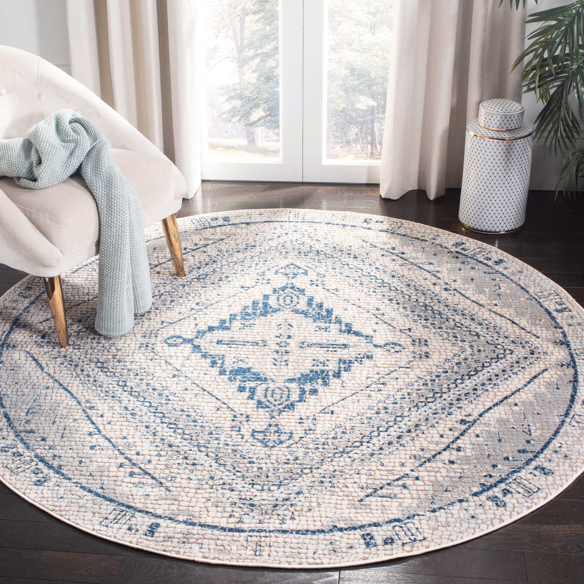 Marseille Navy/Ivory Round Rug - Image 3