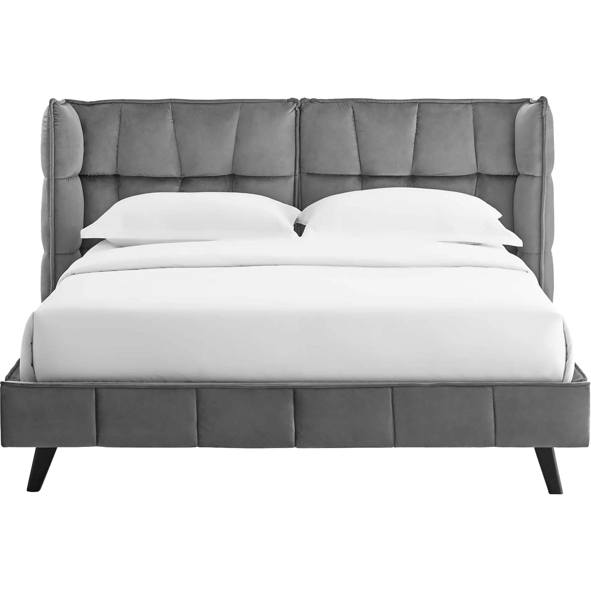 Marvin Upholstered Velvet Platform Bed Gray - Image 2