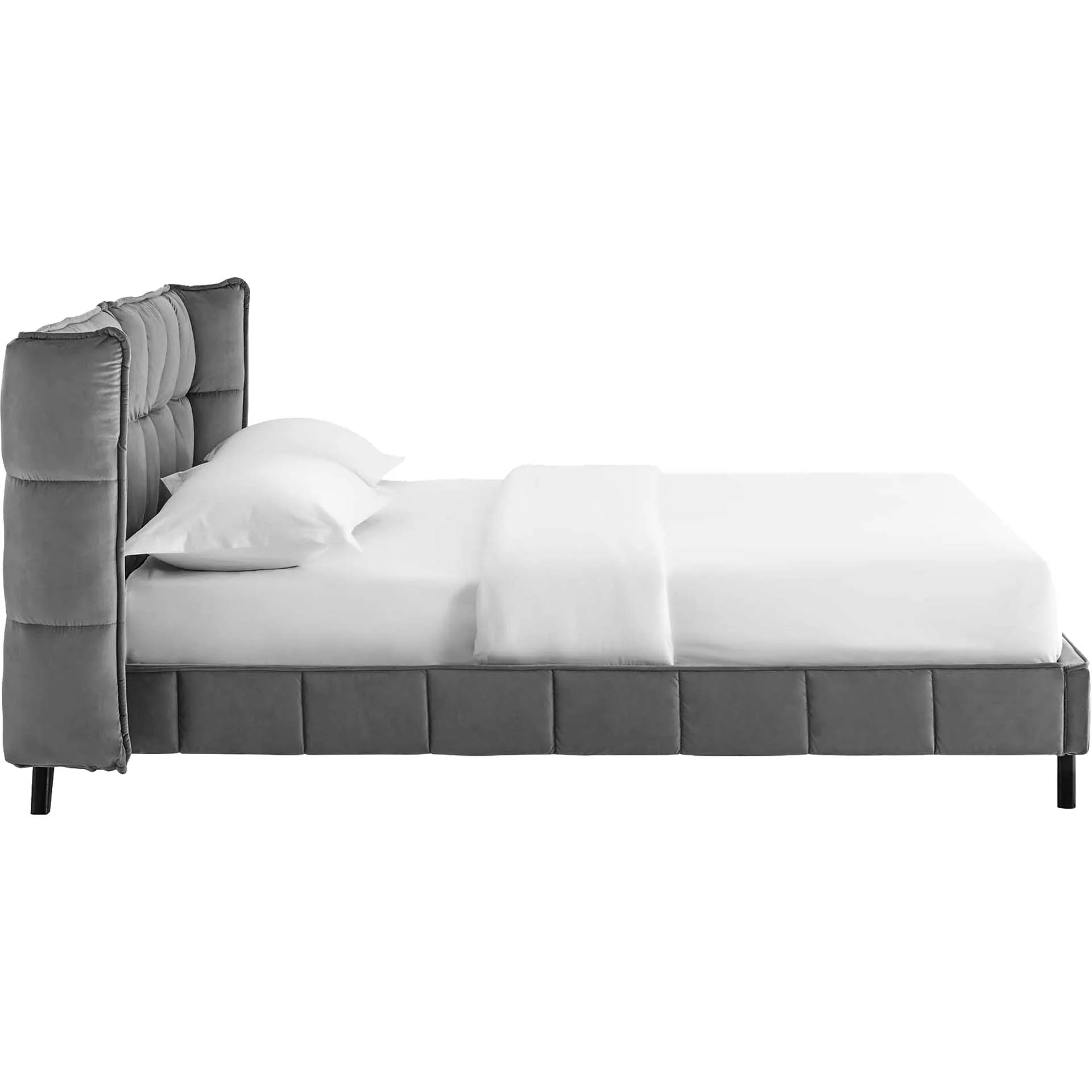 Marvin Upholstered Velvet Platform Bed Gray - Image 3